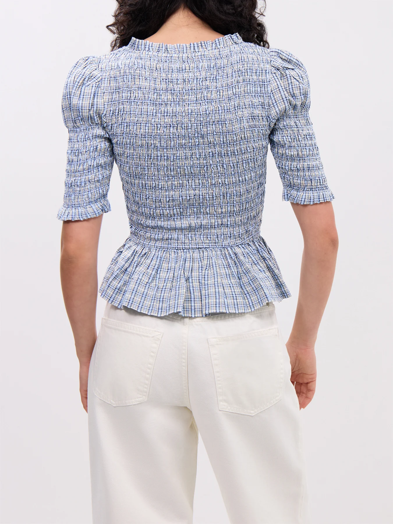 Mansi Shirred Blouse - Cloudy Check - Image 5