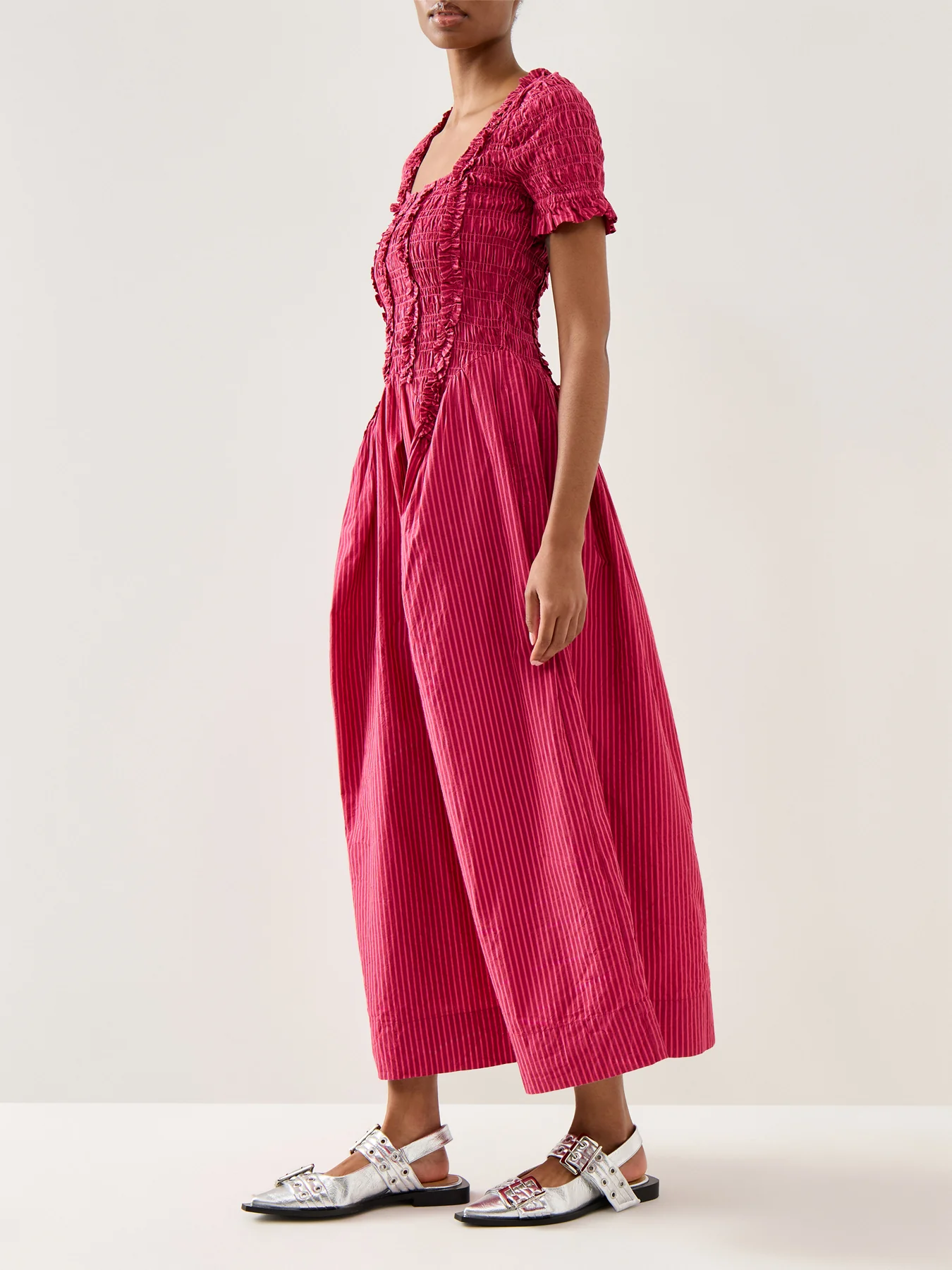 Raphaela Ruffle Midi Dress Berry Business - Image 4