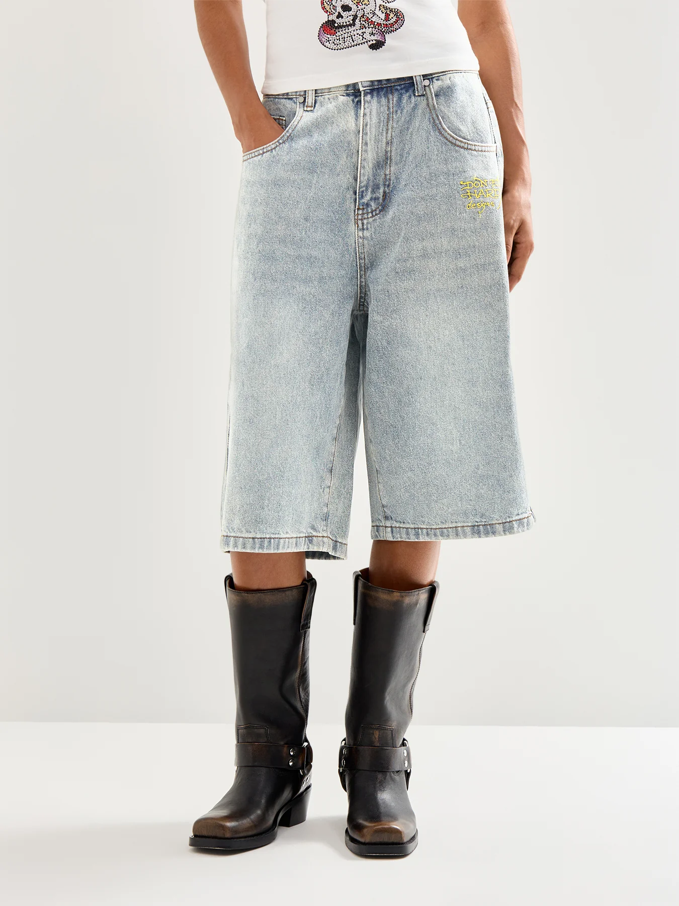 Dragon Crawl Relaxed Denim Shorts - Image 4