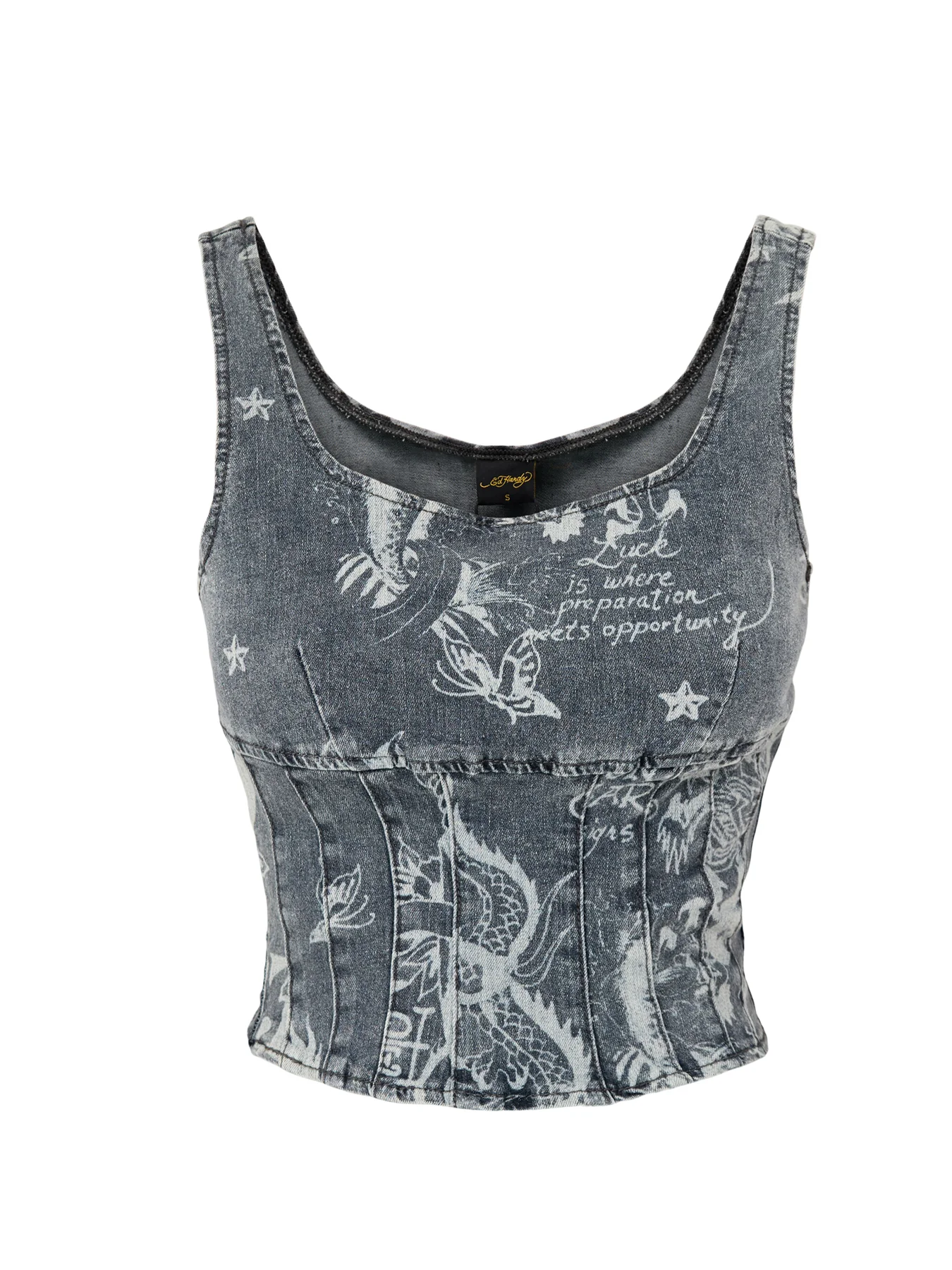 Love Print Corset Top Blue