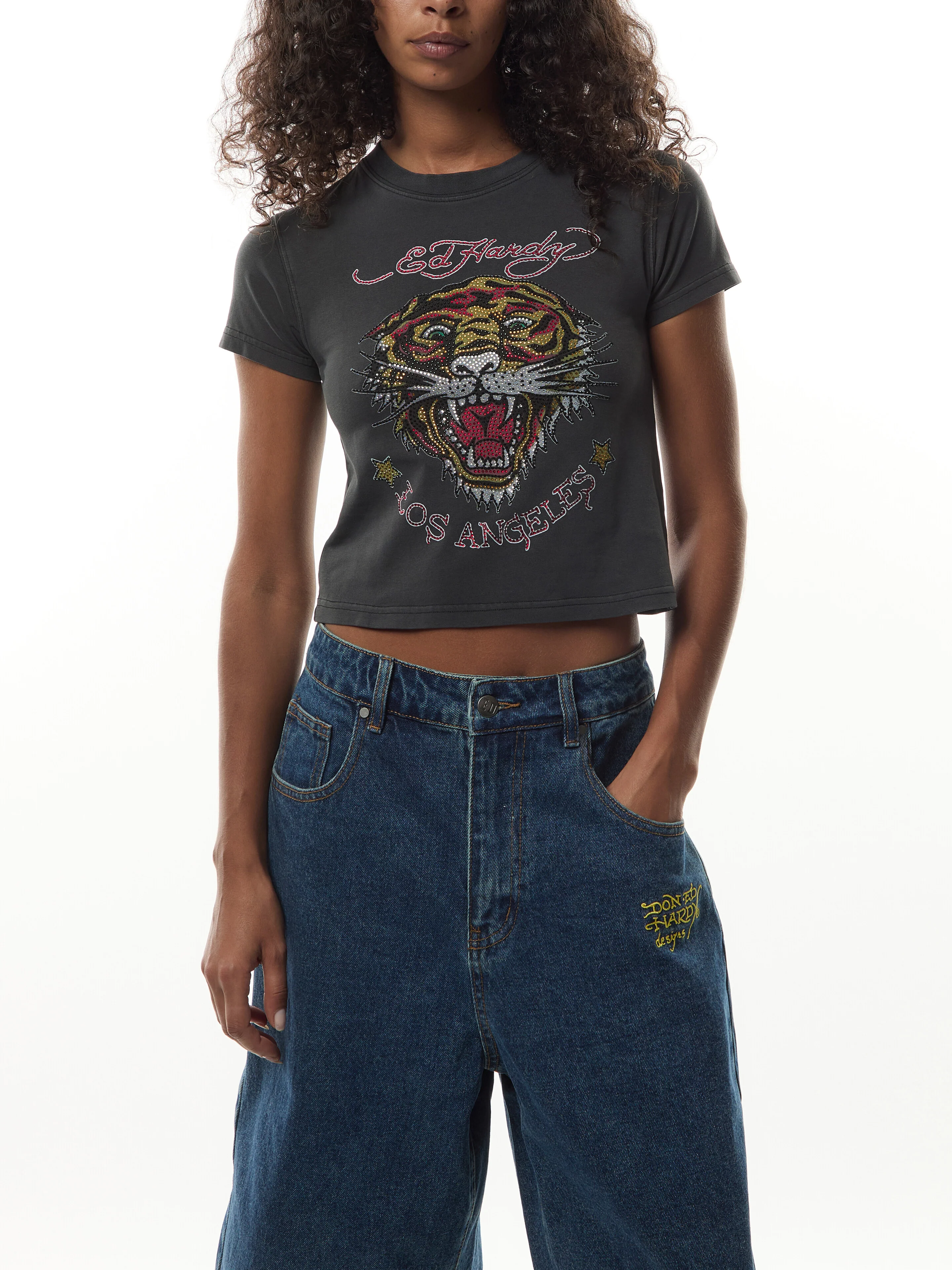 La-Roar-Tiger Diamante Cropped Baby T-Shirt - Image 8