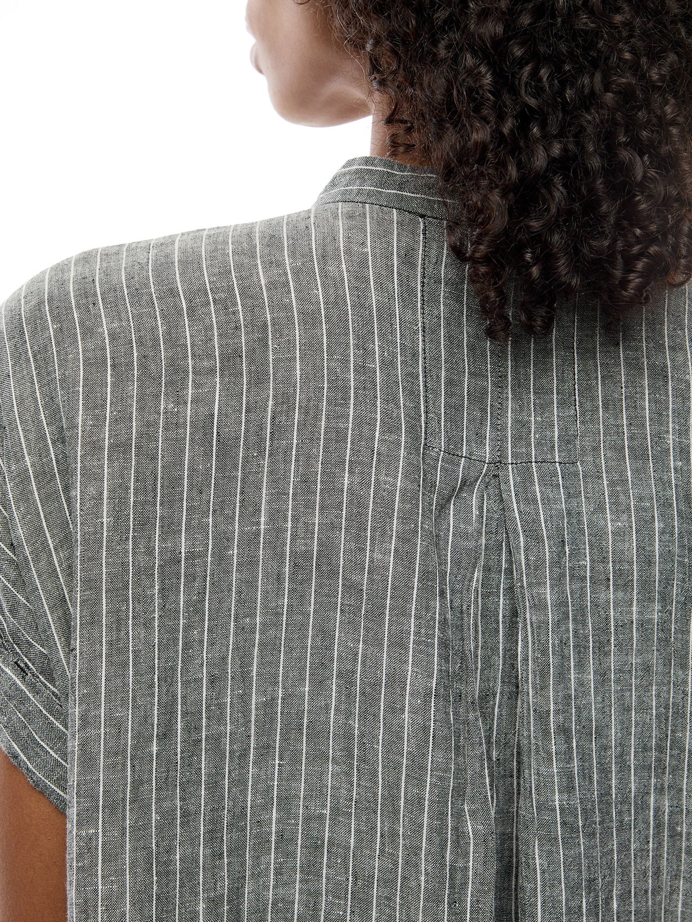 Mandarin Collar Shirt Dress Puckered linen - Image 3