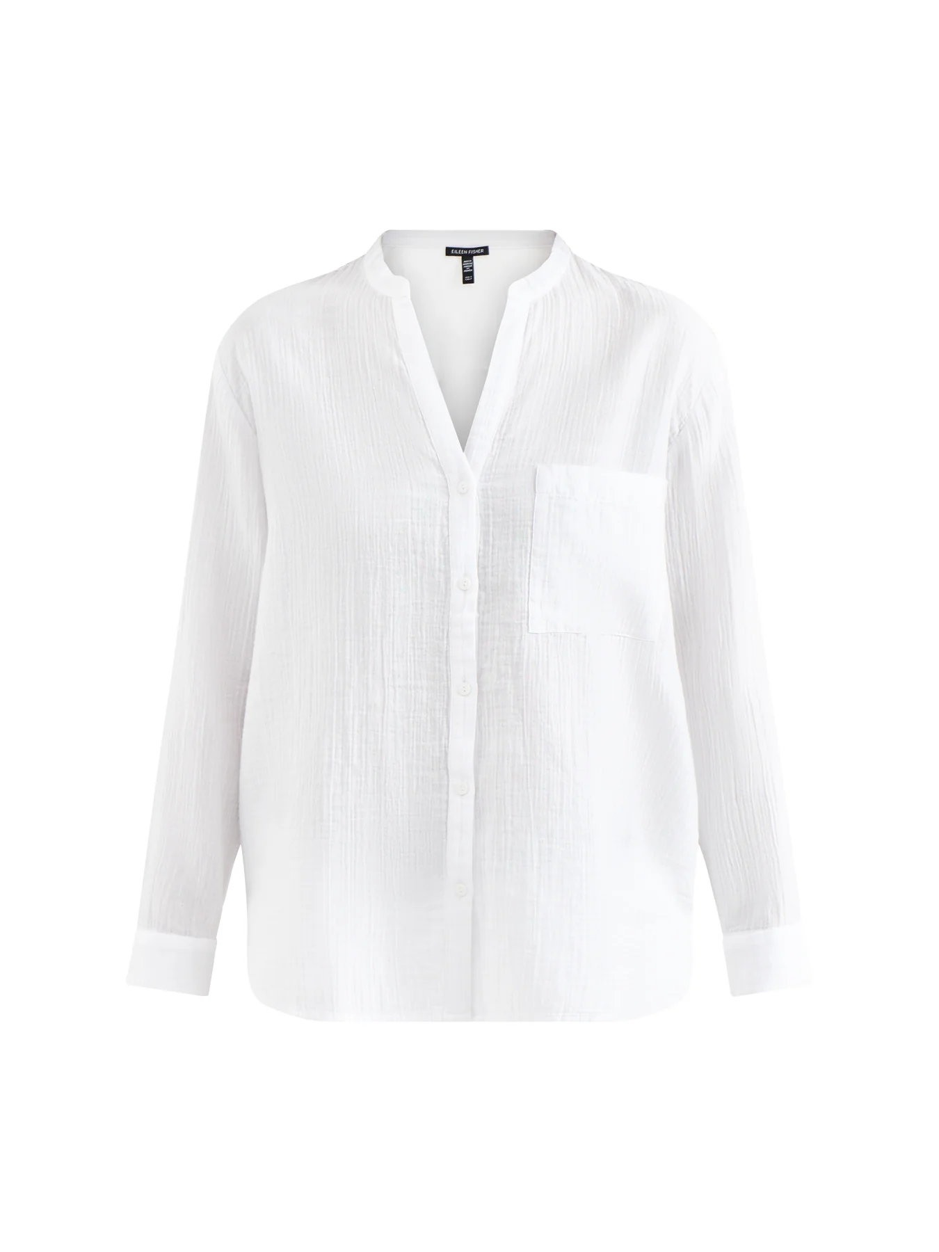 Mandarin Collar Cut Away Shirt White