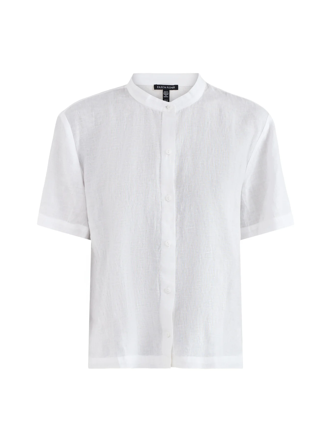 Mandarin Collar Linen Shirt White