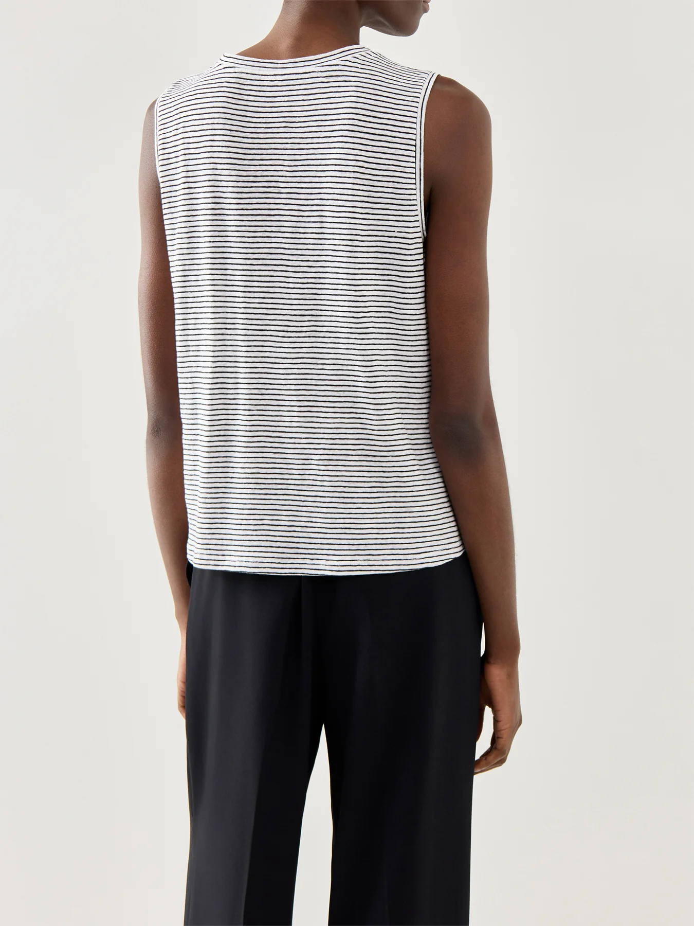 Striped Organic Linen Jersey Sleeveless Top - Image 5