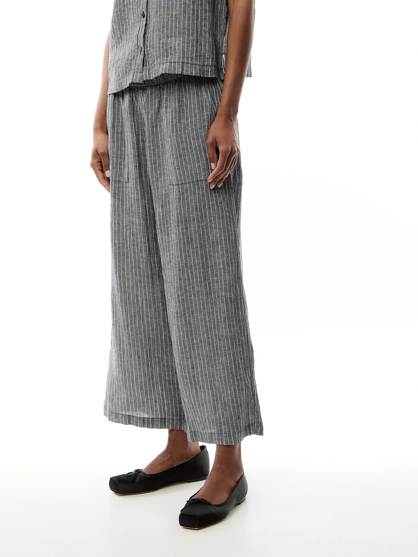 Wide Cropped Pant Puckered Linen - Image 4