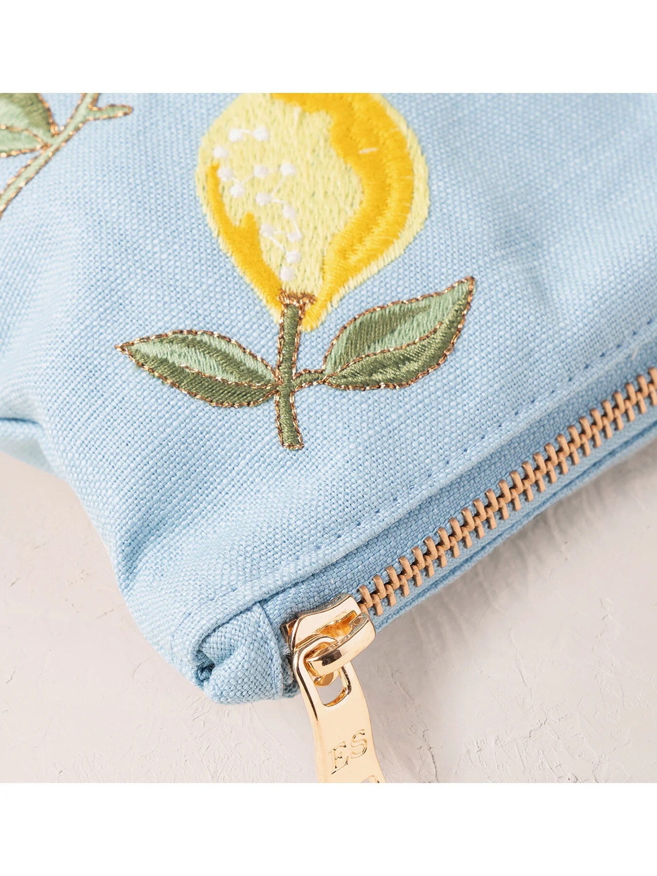 Lemon Blossom French Blue Cotton Everyday Pouch - Image 2