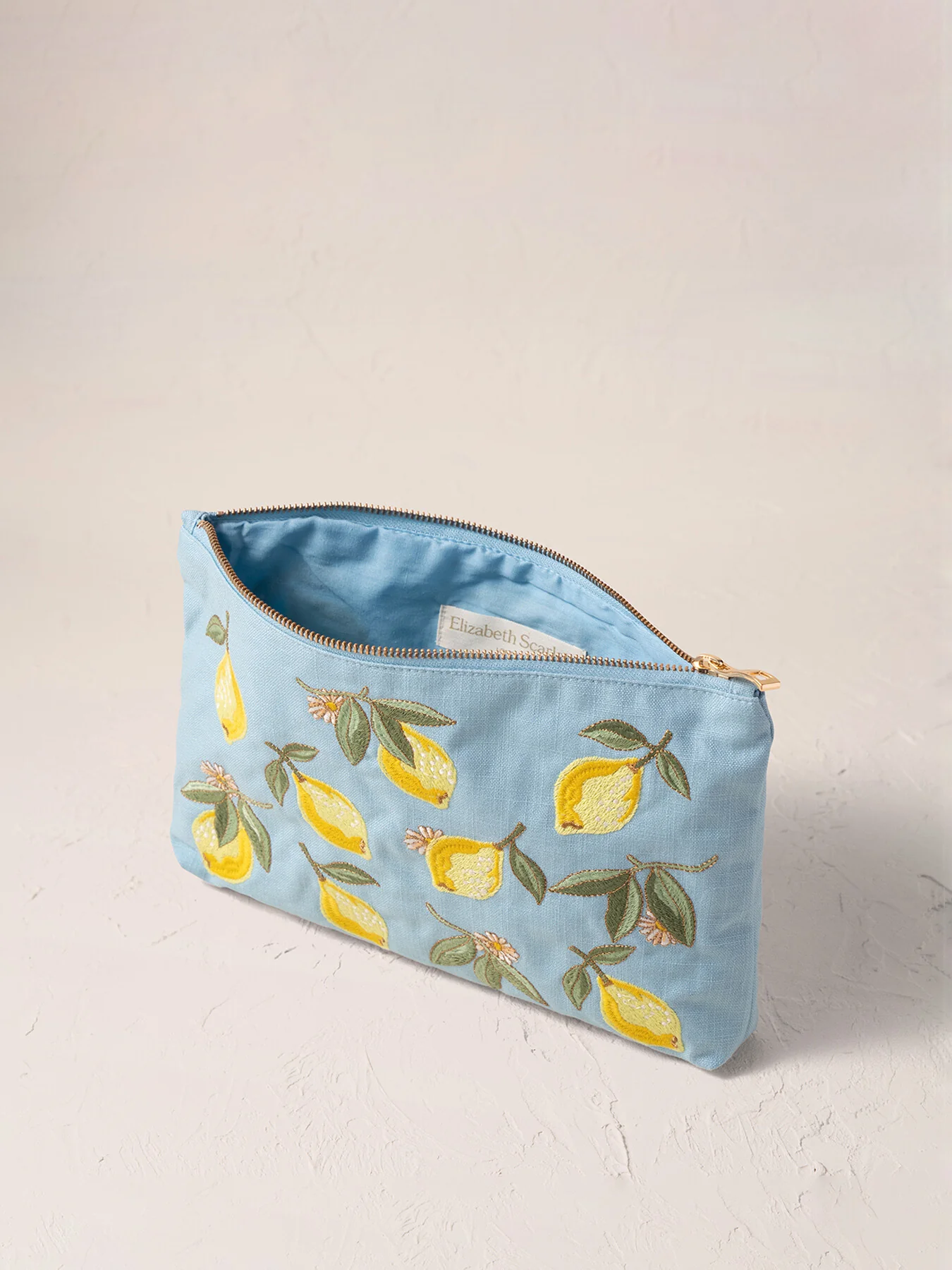 Lemon Blossom French Blue Cotton Everyday Pouch - Image 3