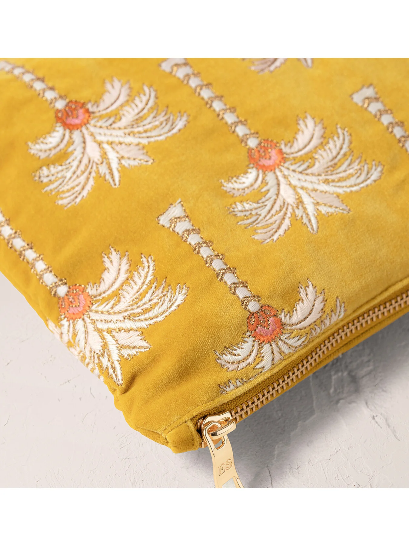 Sunrise Palms Mustard Velvet Everyday Pouch - Image 2