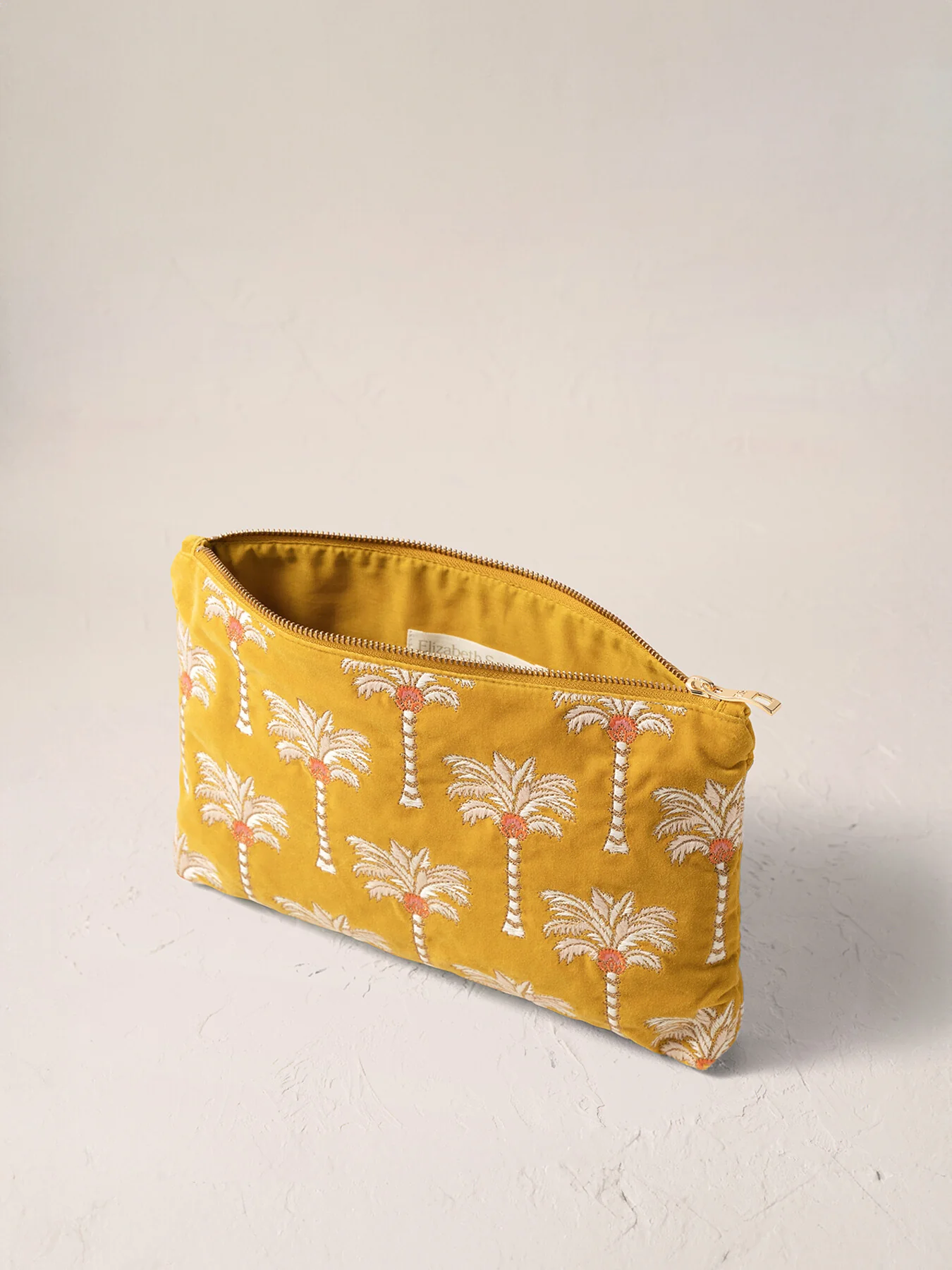 Sunrise Palms Mustard Velvet Everyday Pouch - Image 3
