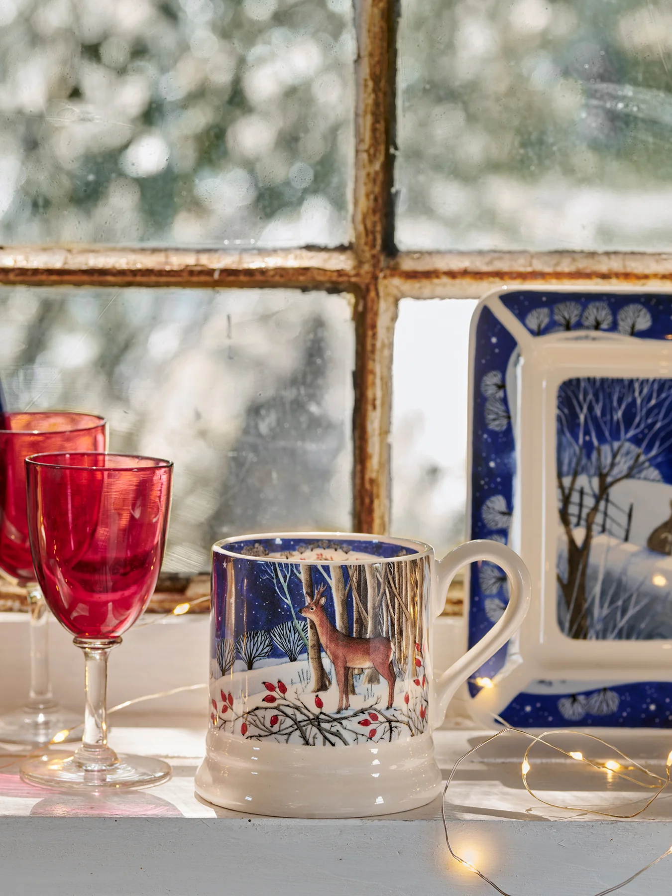 Midnight Deer Stoneware Mug with Seasonal Illustration - Image 2