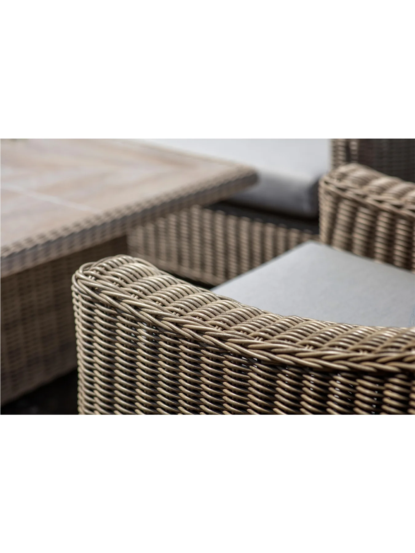 Fairford Rattan L-Shape Sofa with Rectangle Piston Adjustable Height Table Bench & Chair - Image 4