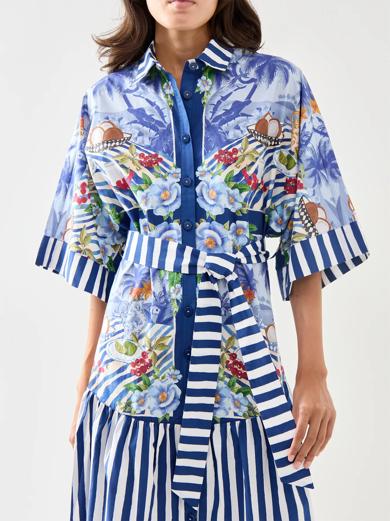Fresh Table Scarf Blue Midi Dress - Image 3