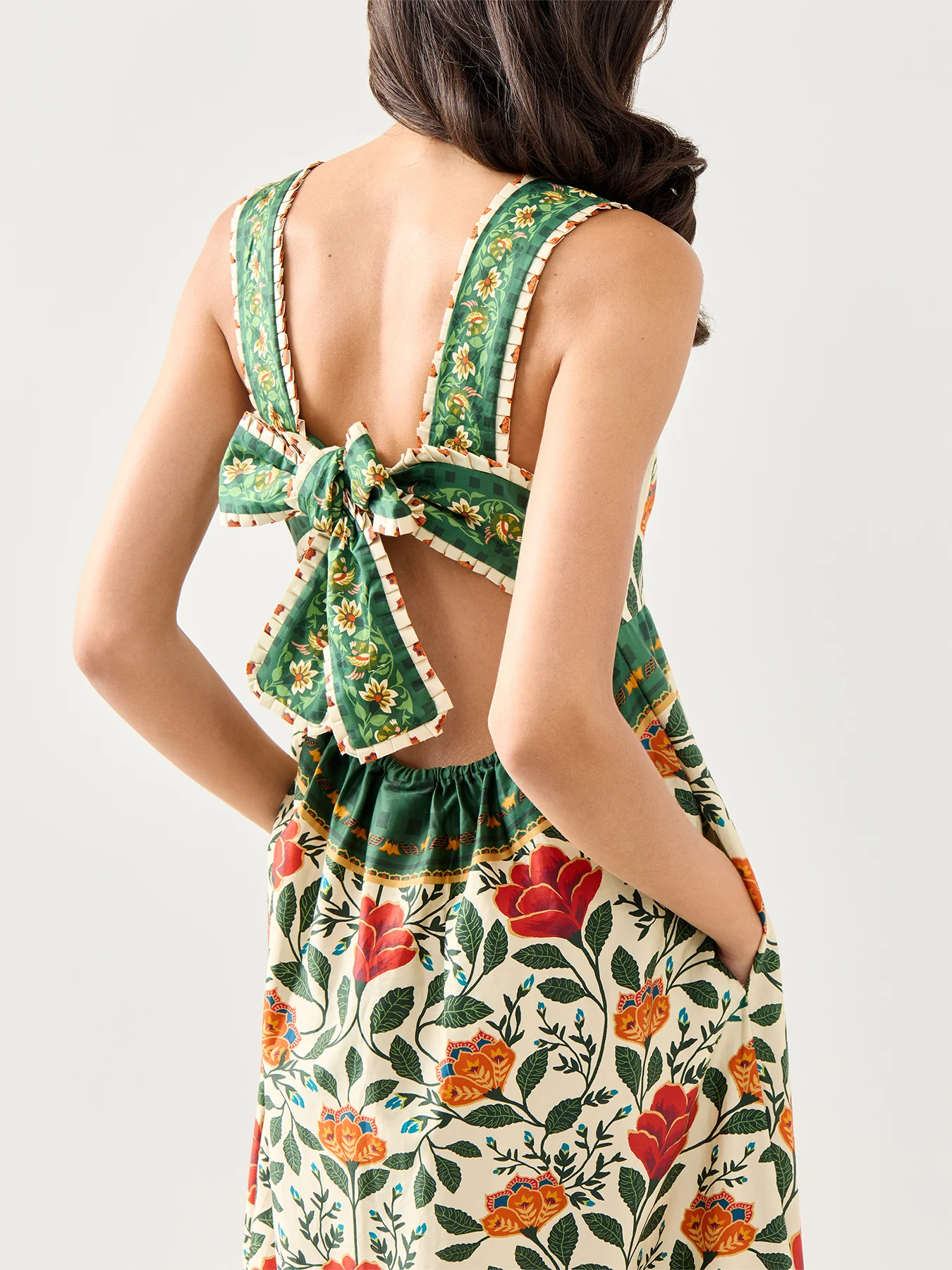 Garden Tapestry Sand Maxi Dress - Image 3