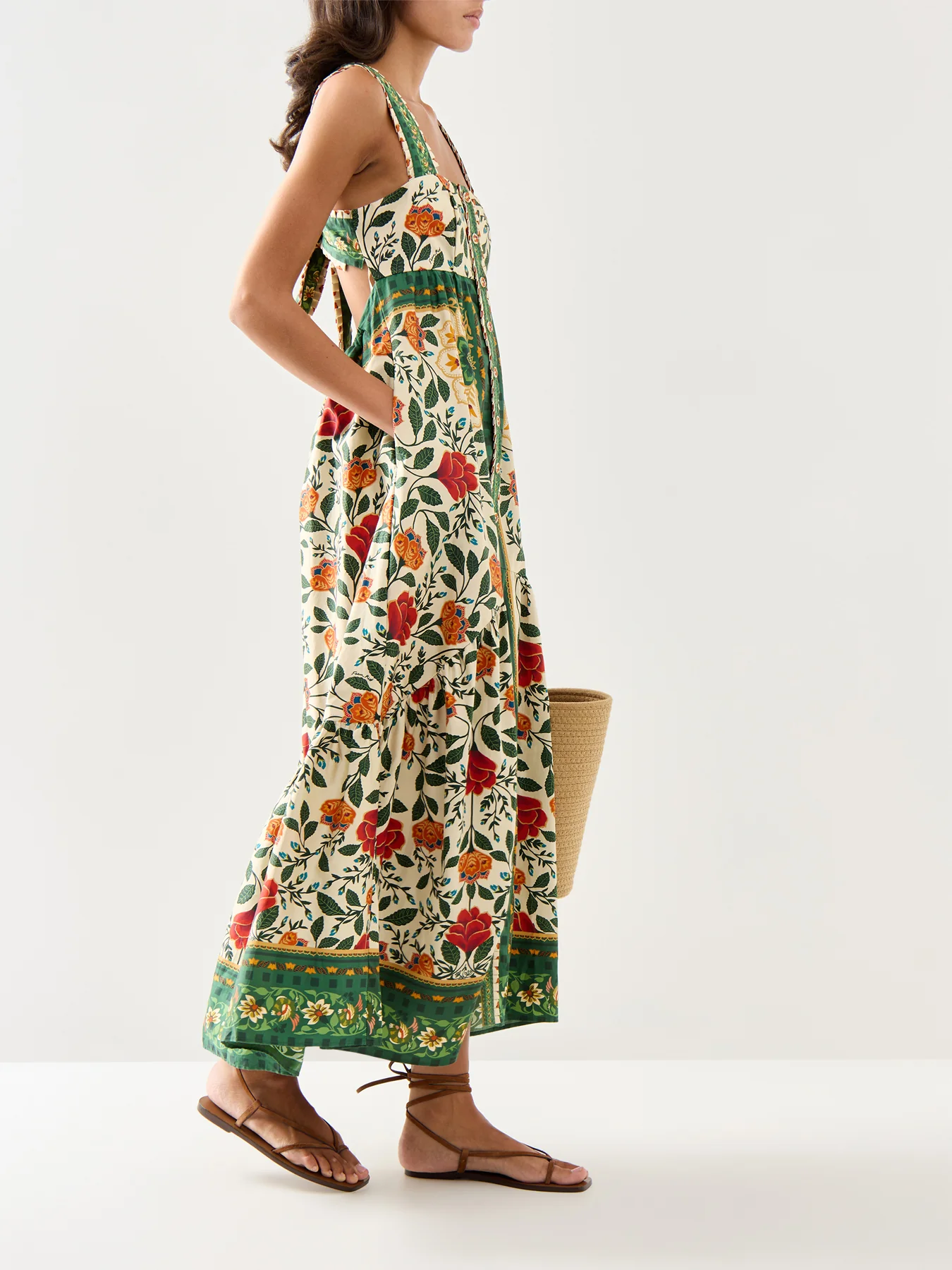 Garden Tapestry Sand Maxi Dress - Image 4