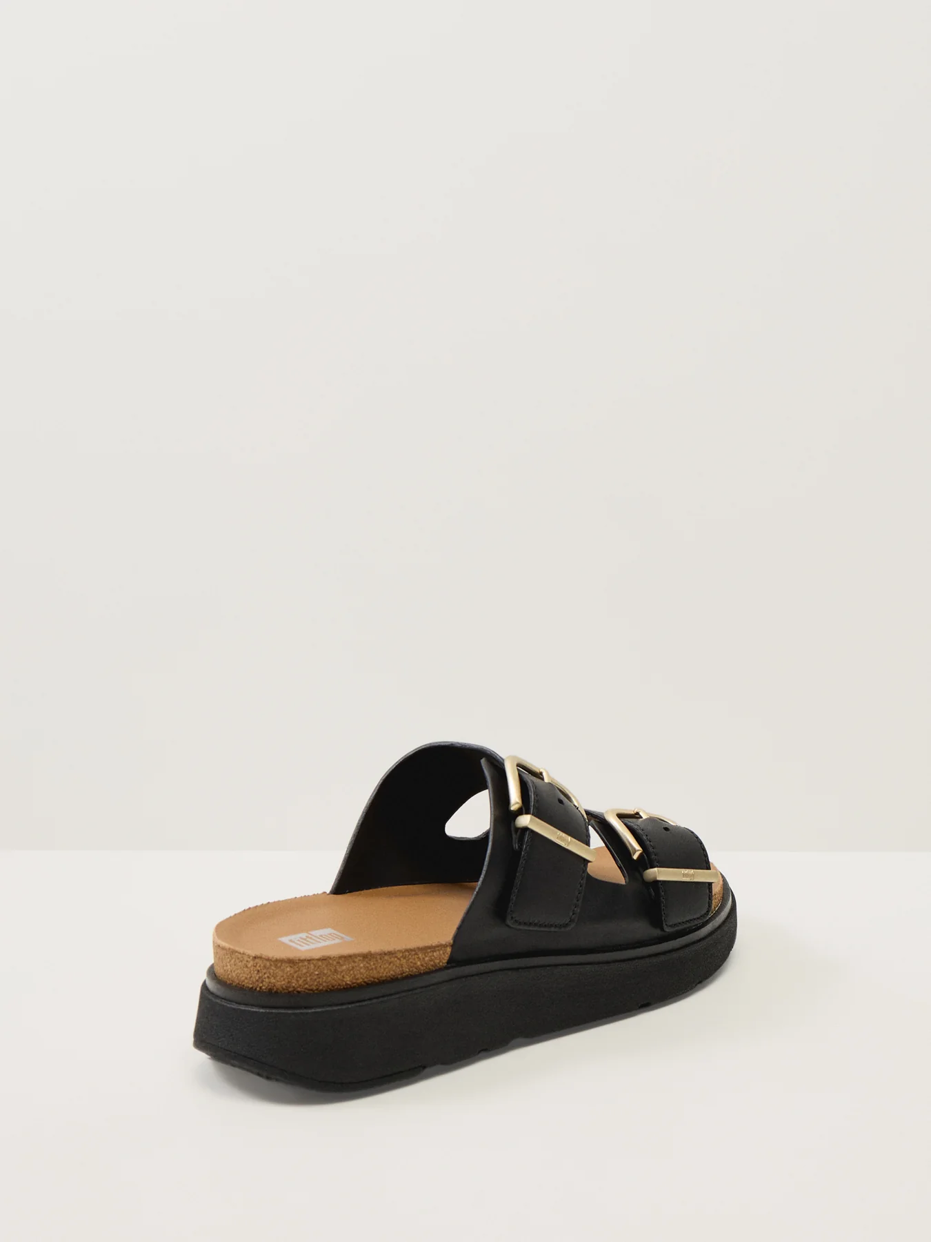 Gen-Ff Buckle Two-Bar Leather Slides Black - Image 2