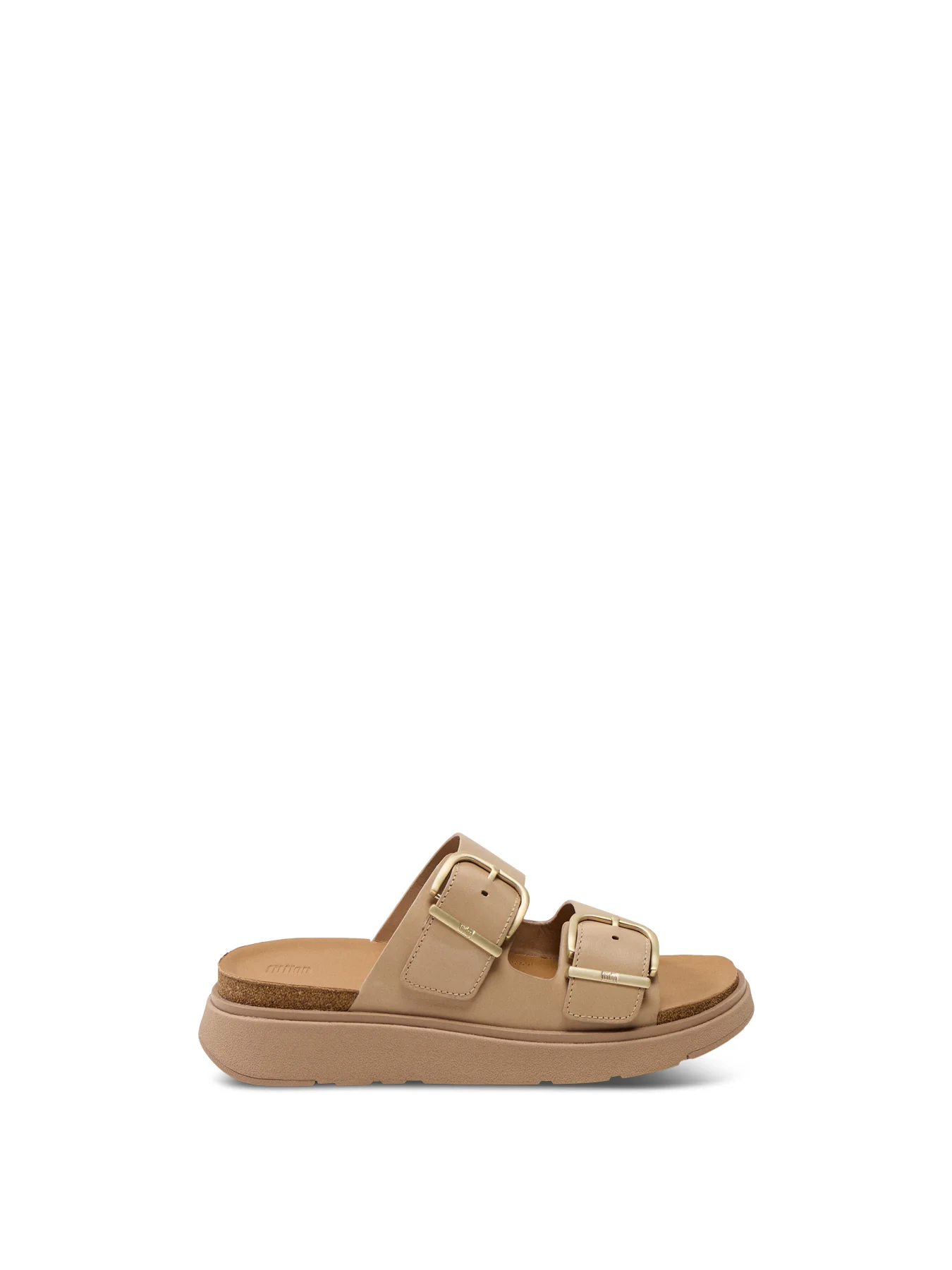 Gen-Ff Buckle Two-Bar Leather Slides Classic Beige