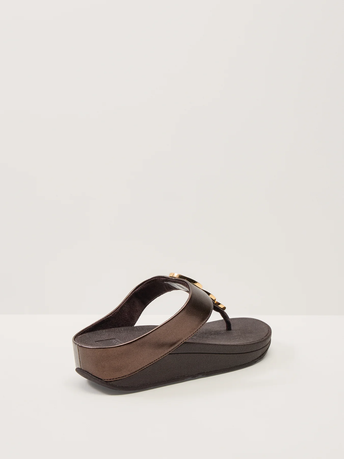 Halo Bead-Circle Metallic Toe-Post Sandals Metallic Chocolate Brown - Image 2