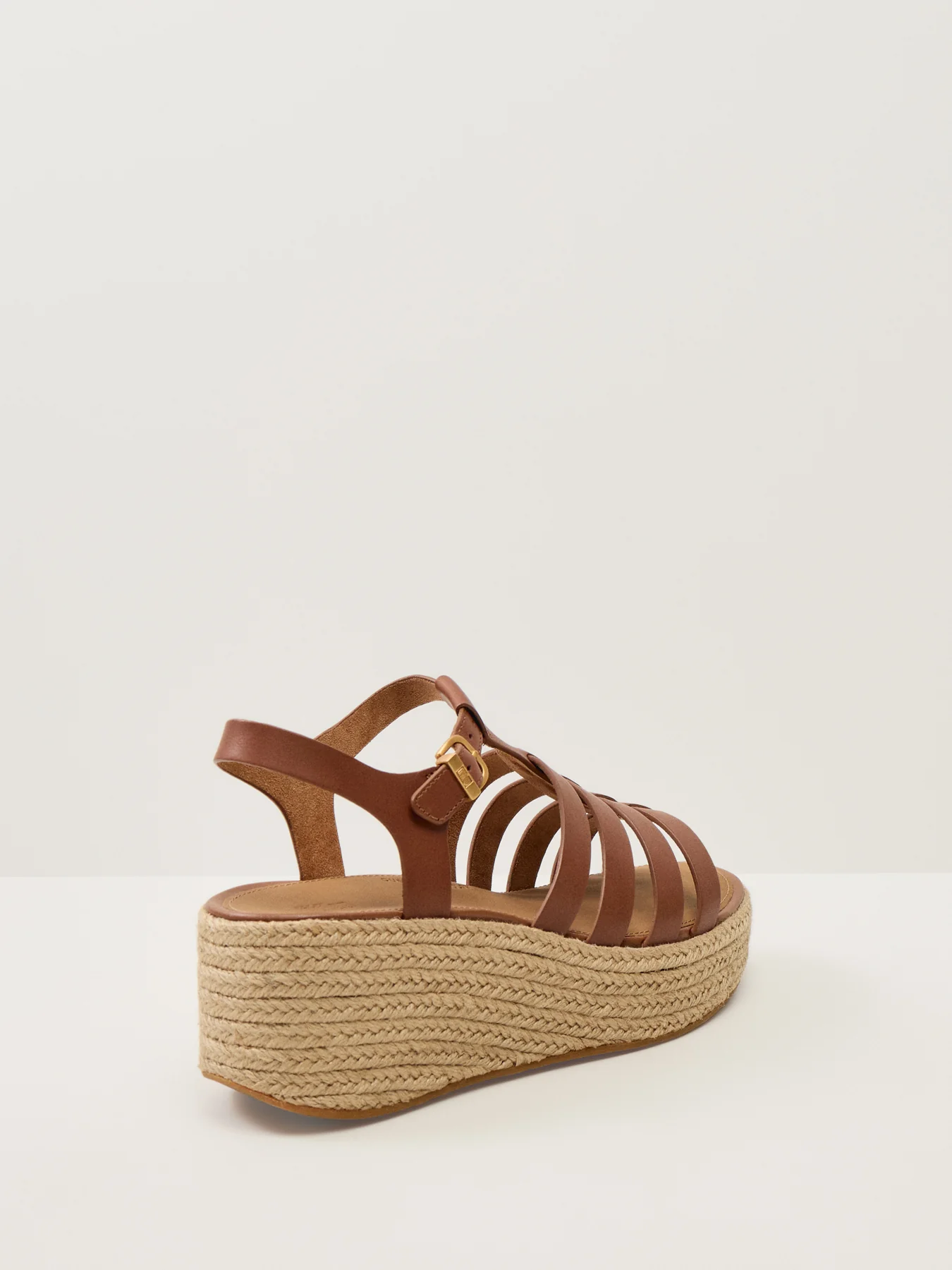 Platfforms Espadr. Leather Fisherman Wedge Sandals Deep Tan - Image 2