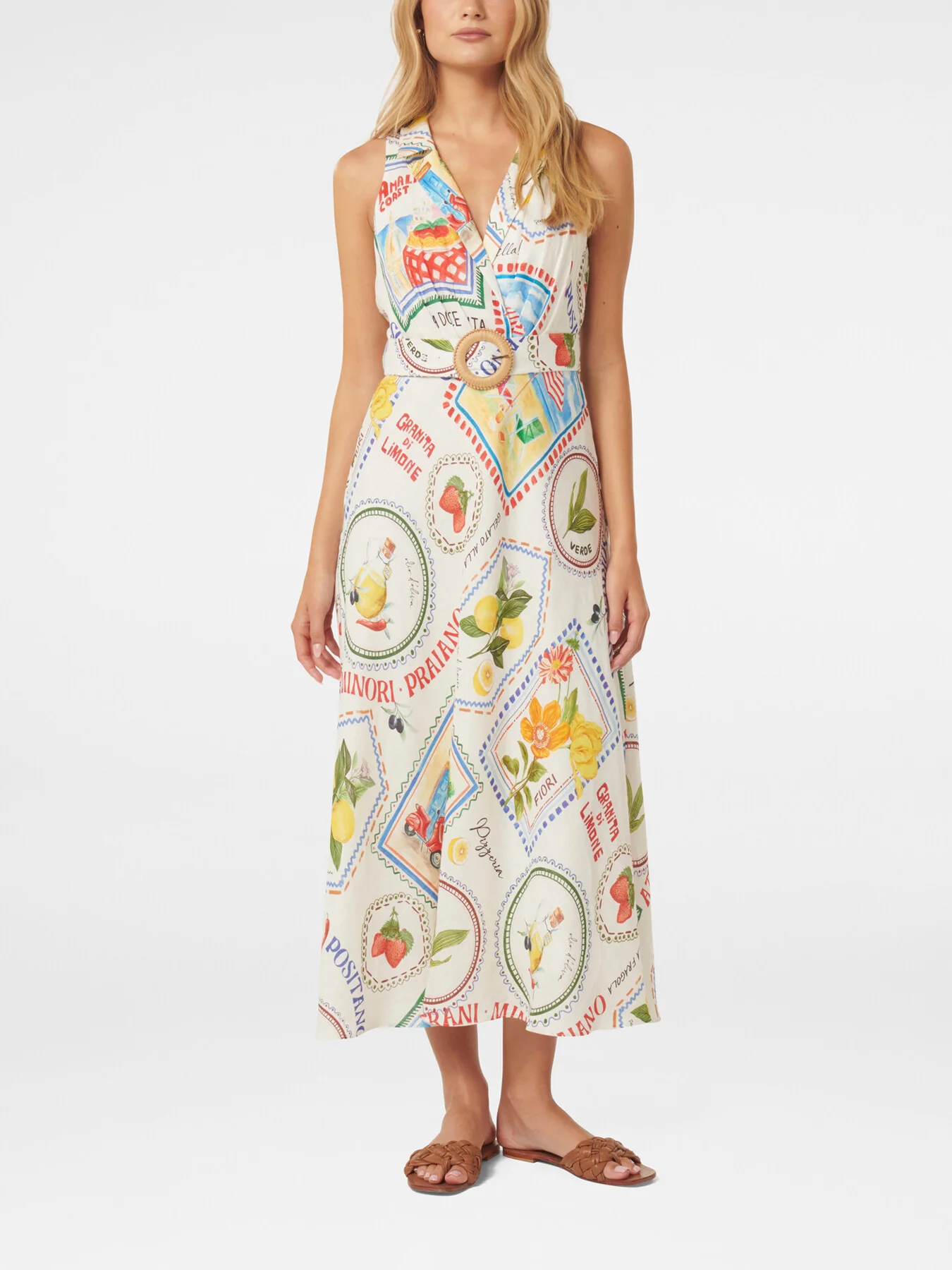 Paulina Collar Detail Belted Midi Dress - Image 2