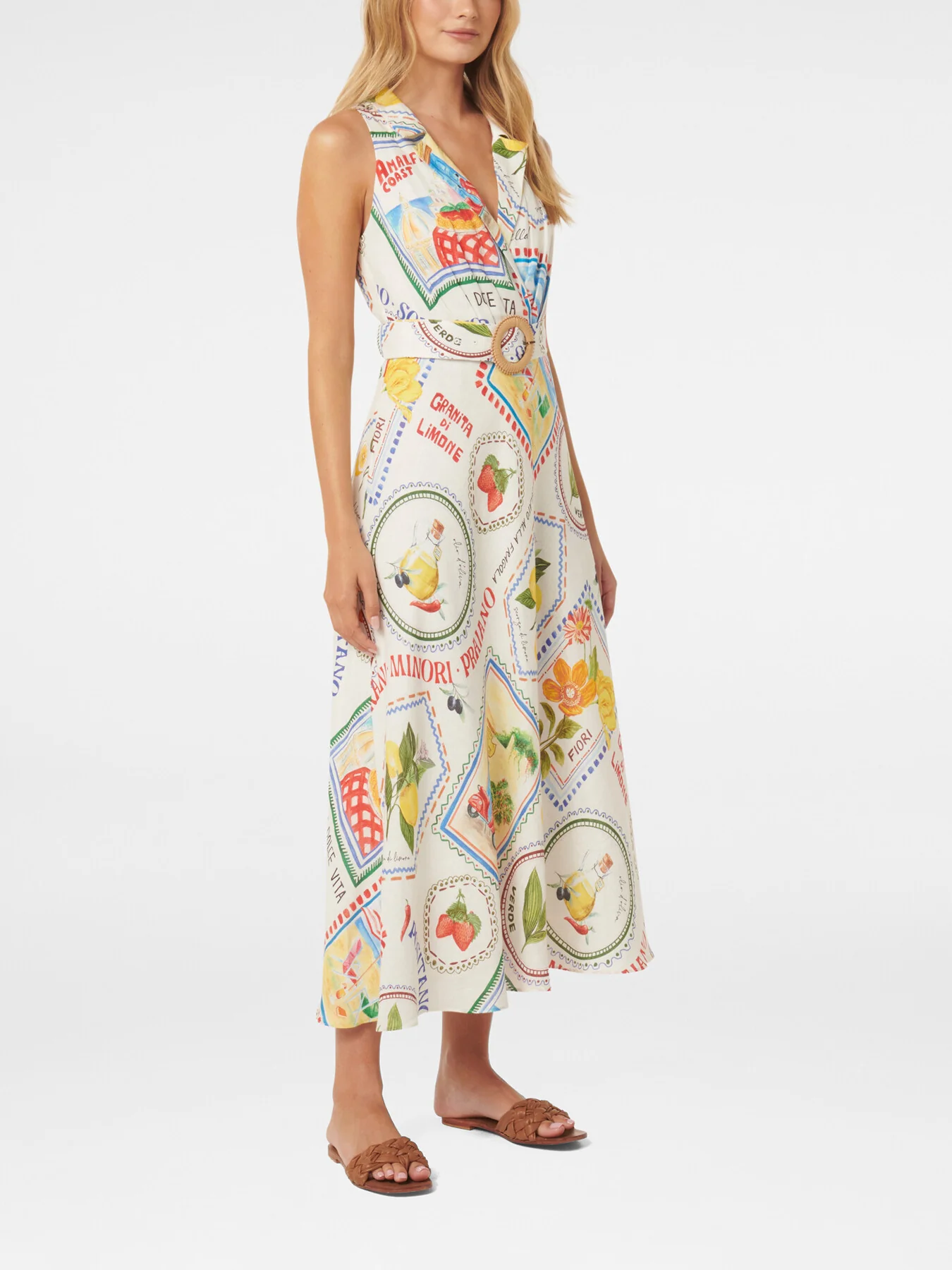 Paulina Collar Detail Belted Midi Dress - Image 5