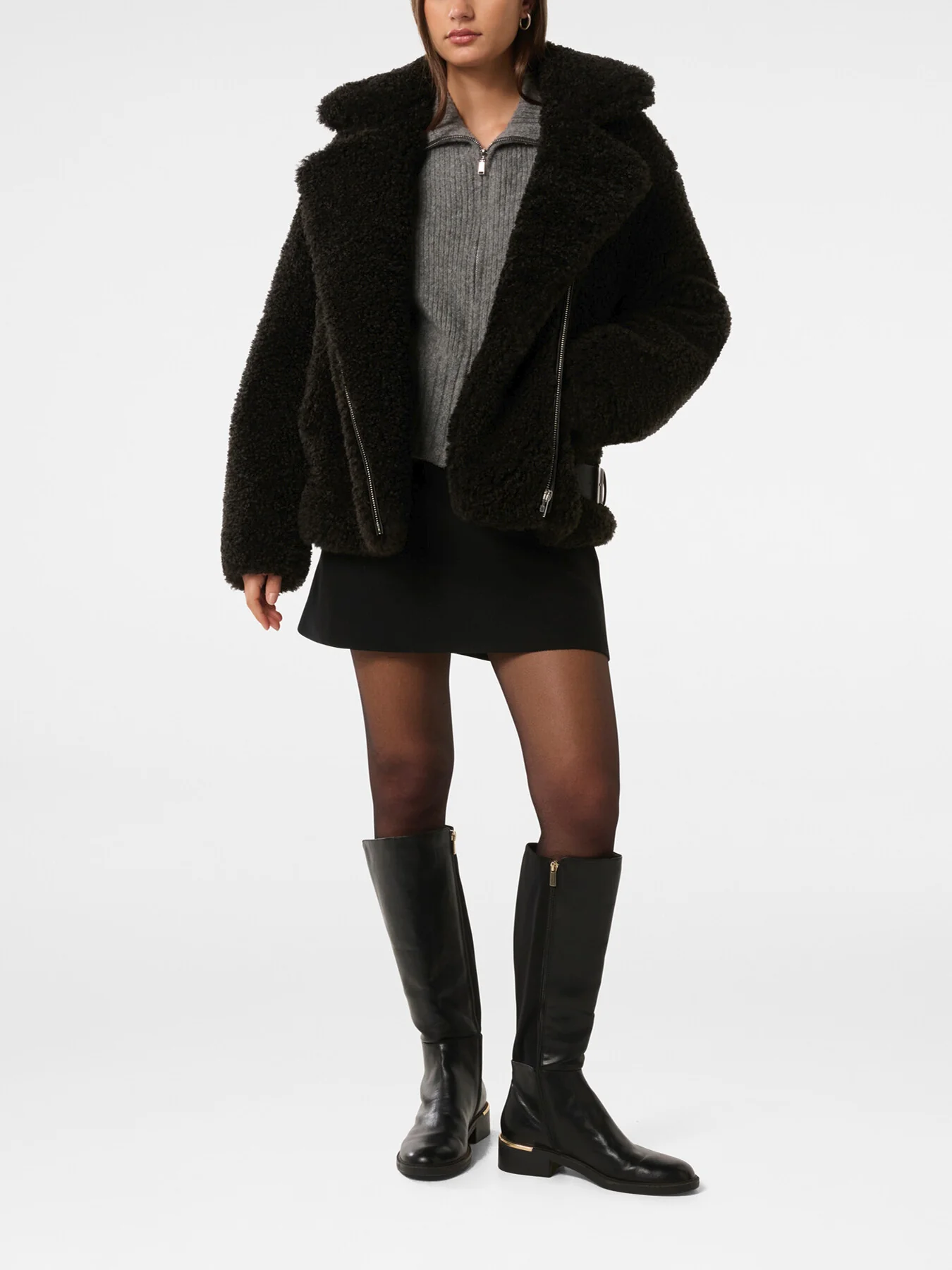 Belle Faux Fur Aviator Jacket - Image 2
