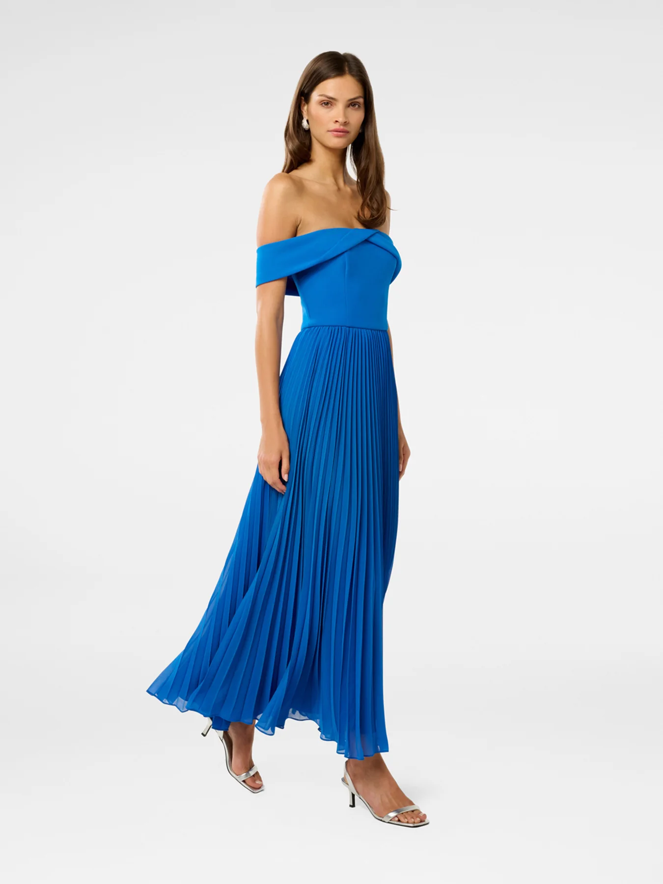 Louise Off Shoulder Pleated Midi Dress - Image 5