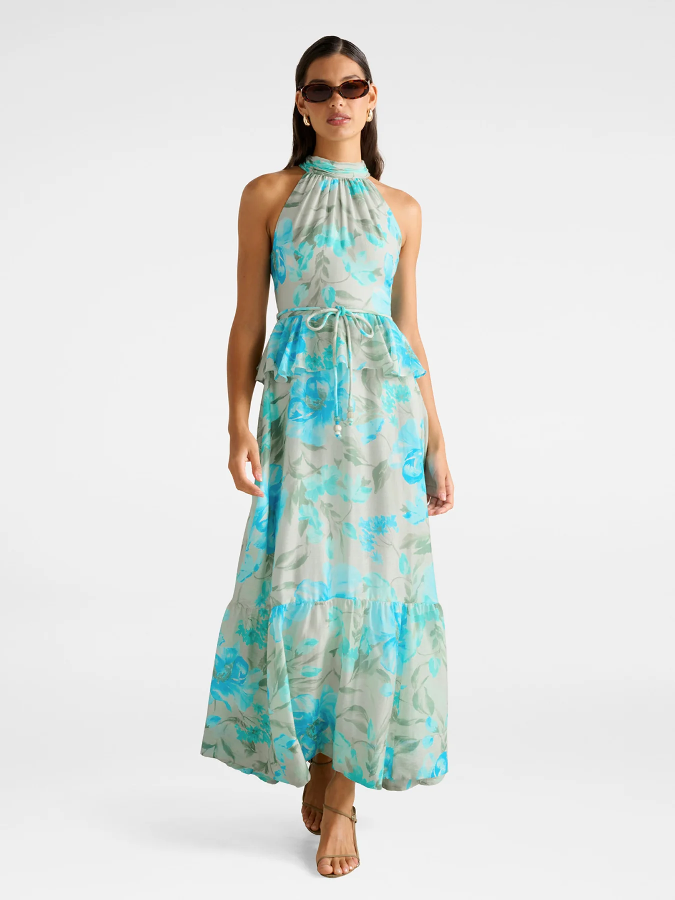 Serena Halter Neck Peplum Maxi Dress - Image 2