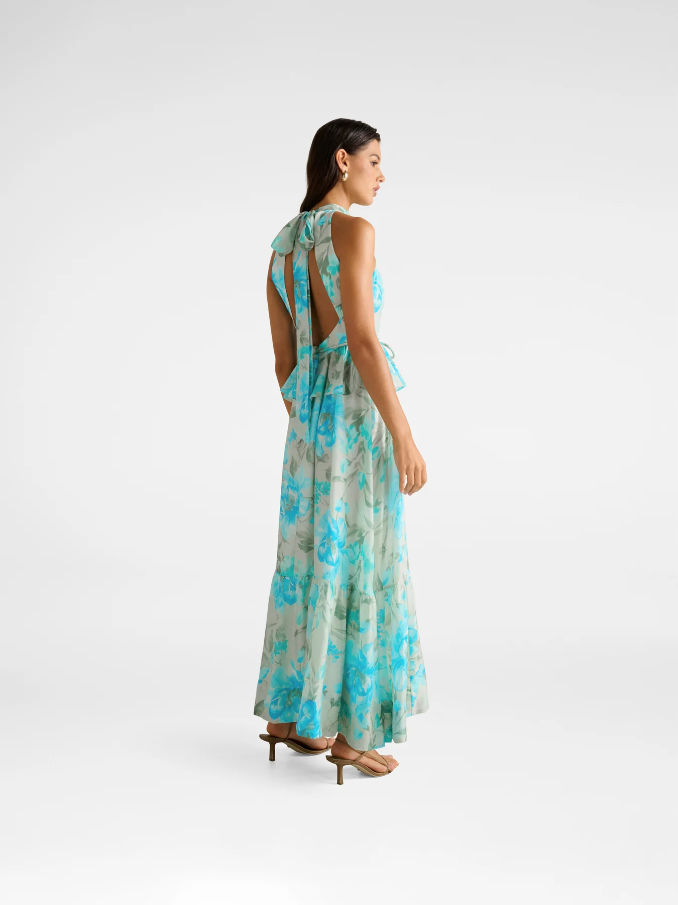 Serena Halter Neck Peplum Maxi Dress - Image 3