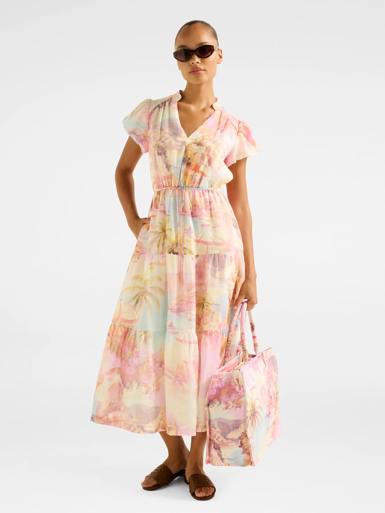 Jacqueline Puff Sleeves Tiered Midi Dress - Image 2