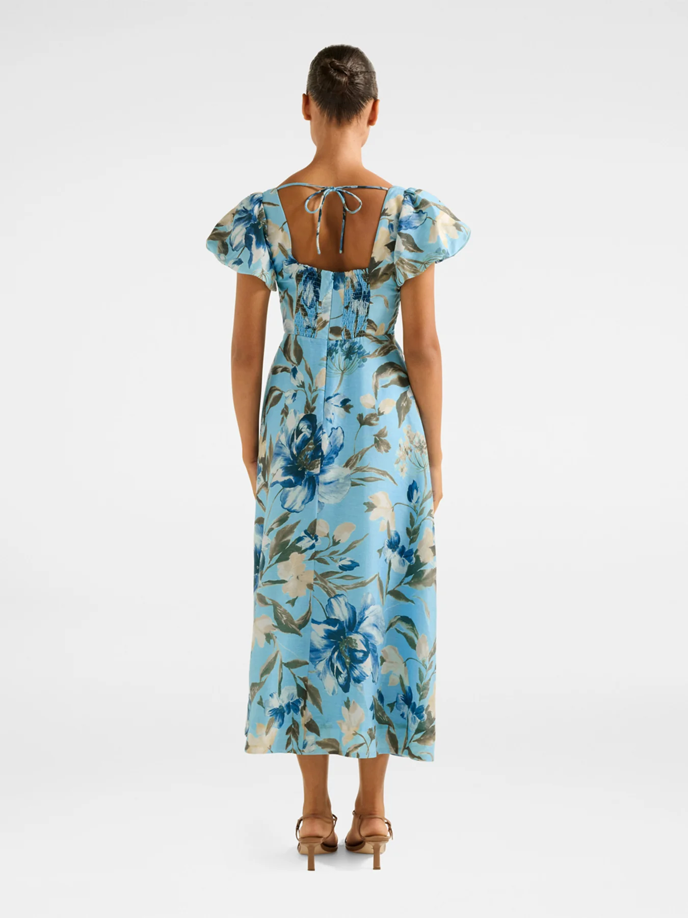 June Ruched V Neck Midi Dress - Image 3