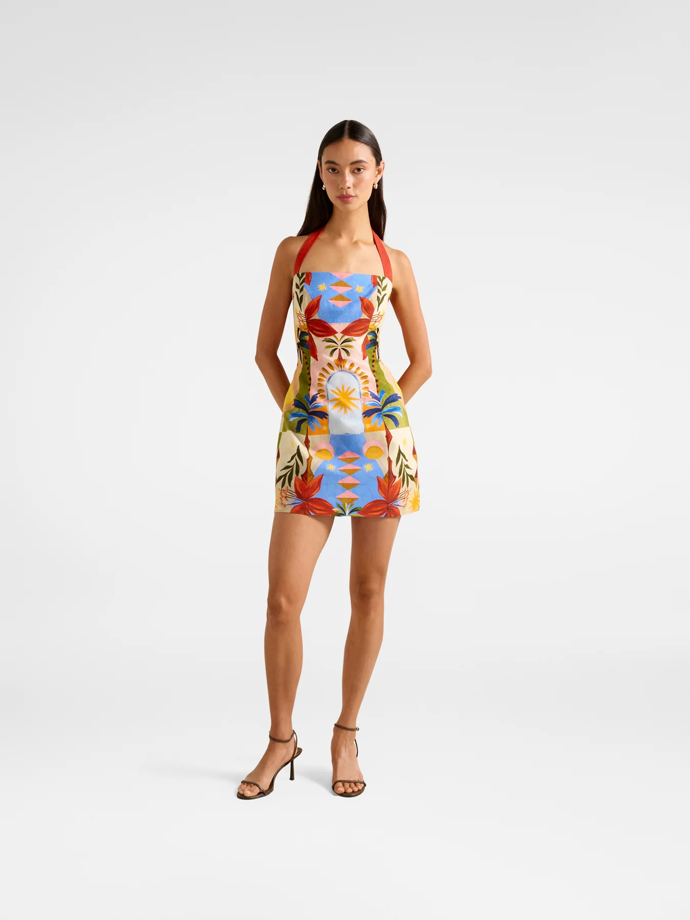 Keely Halter Neck Linen Mini Dress - Image 2
