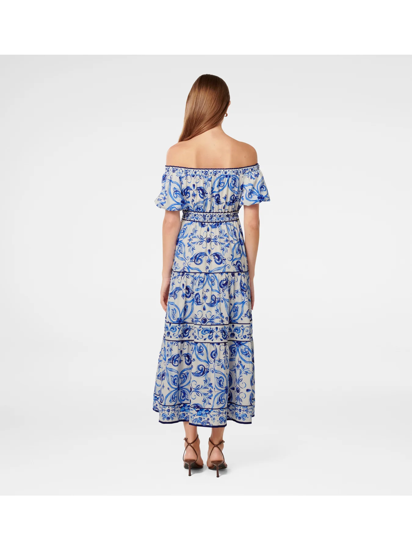 Ravenna Off Shoulder Tiered Midi Dress - Image 3