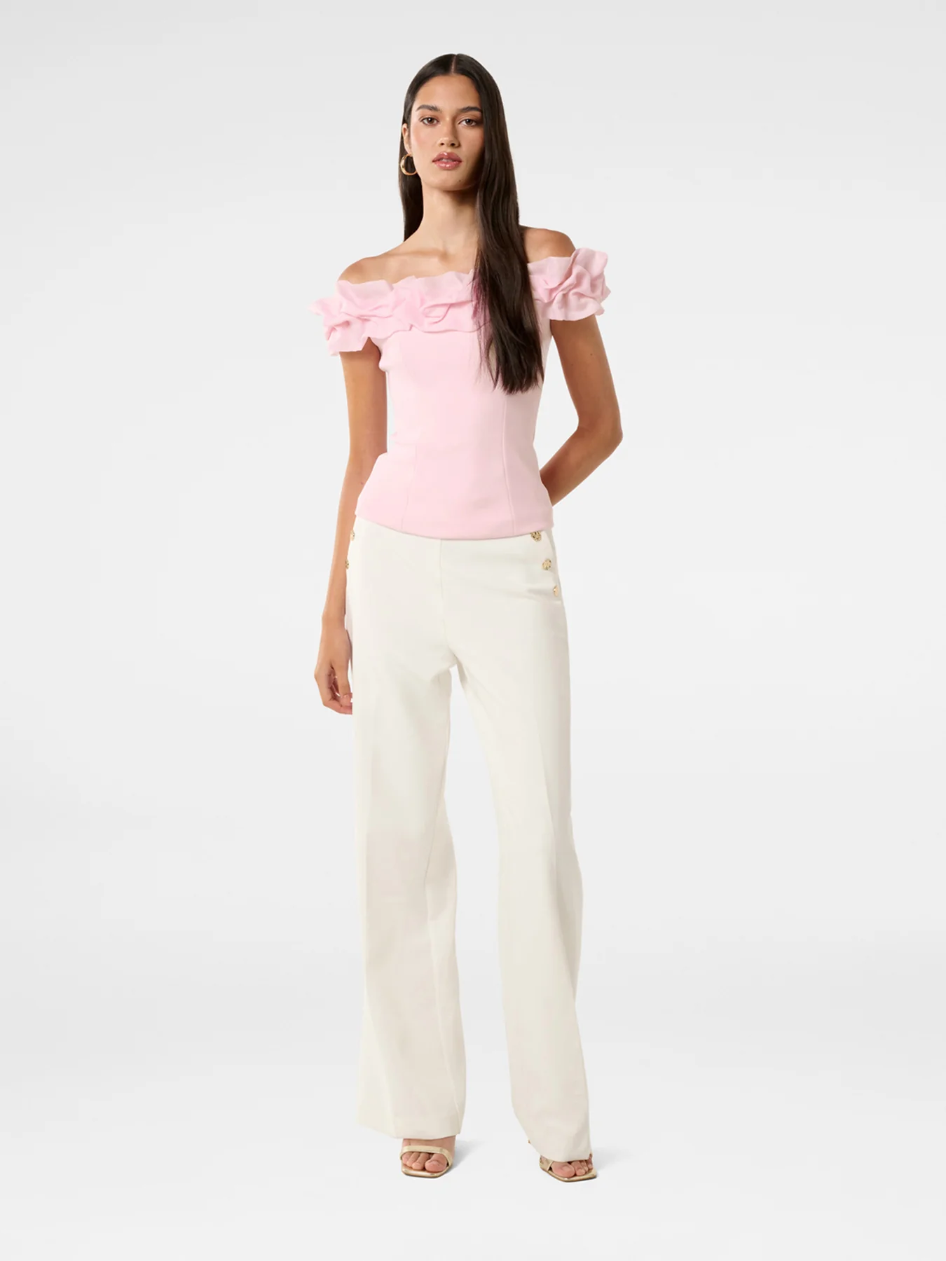 Stephanie Ruffle Crepe Bustier Top - Image 2