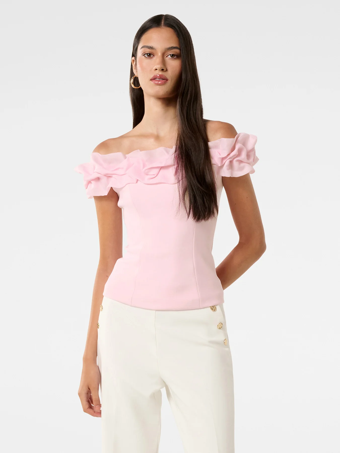 Stephanie Ruffle Crepe Bustier Top - Image 4