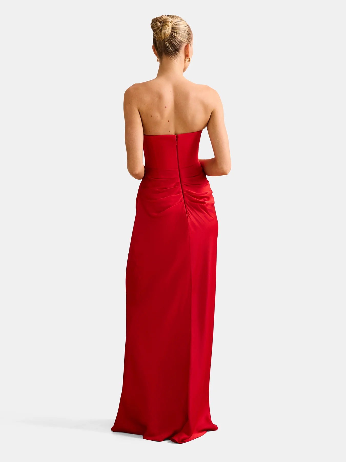 Isra Draped Strapless Maxi Dress Red - Image 4