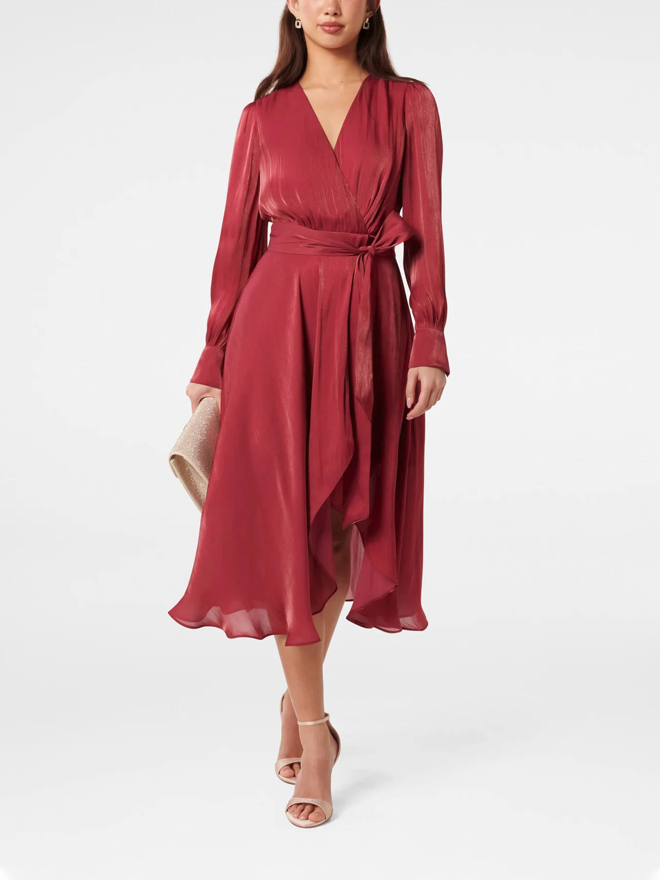 Mabel Metallic Wrap Midi Dress - Image 2