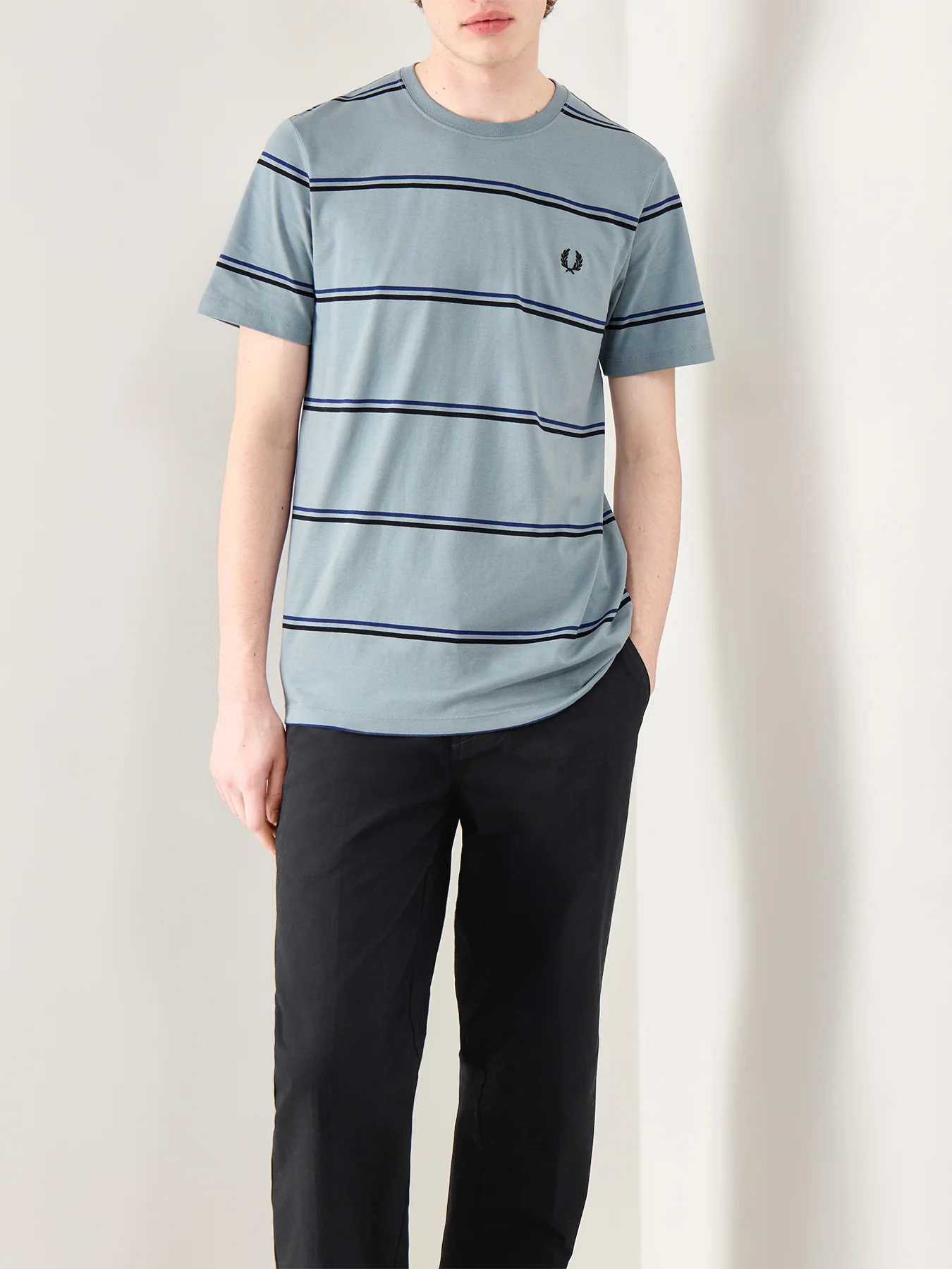 Fine Stripe T-Shirt White - Image 4