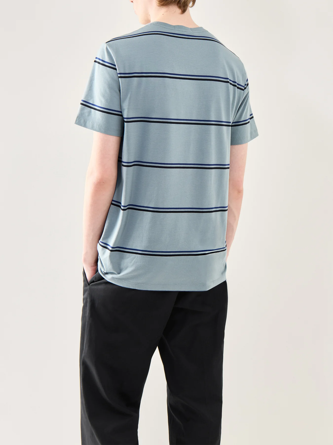 Fine Stripe T-Shirt White - Image 5