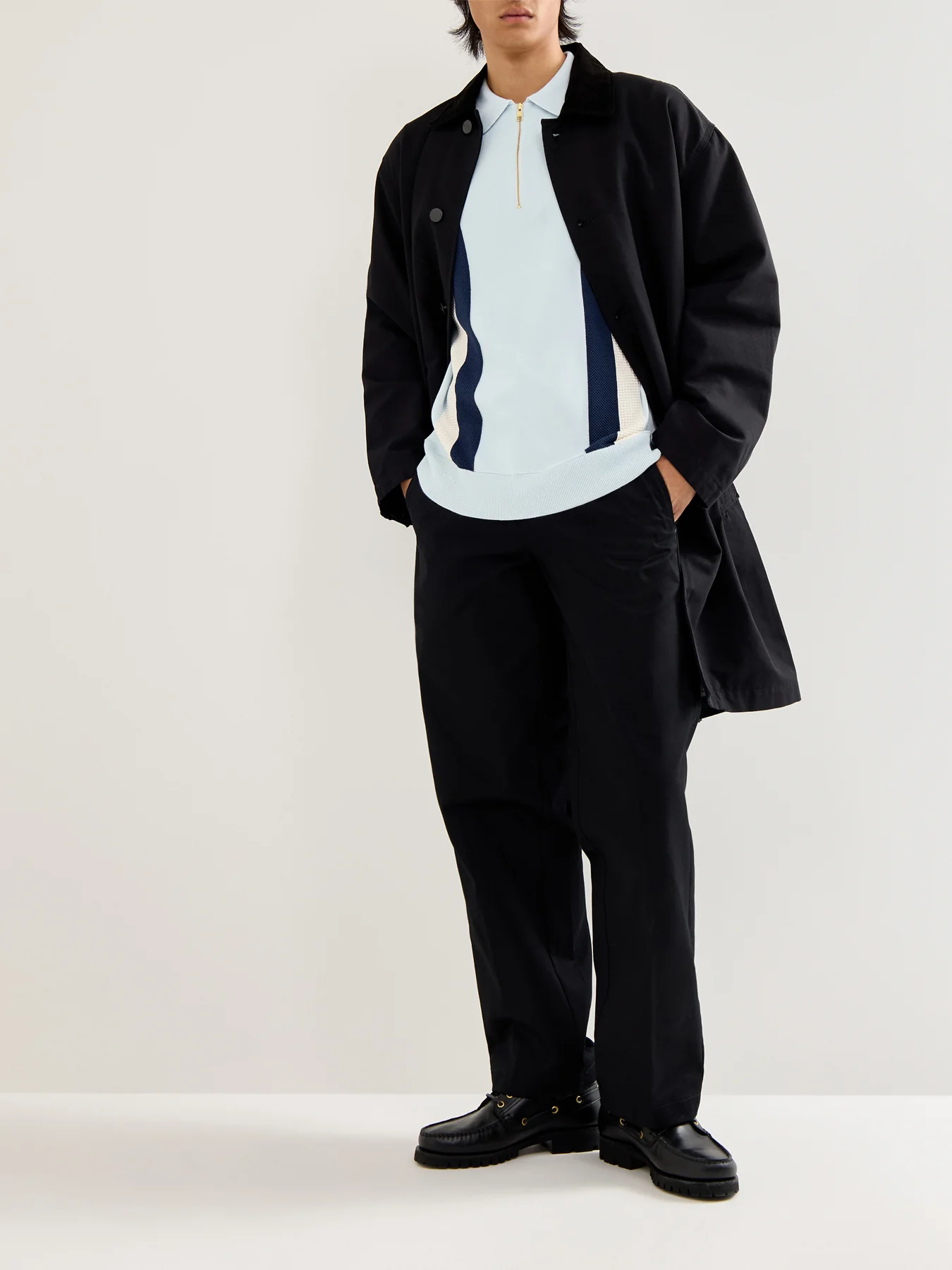 Multi Texture Knitted Zip Polo Mix - Image 2