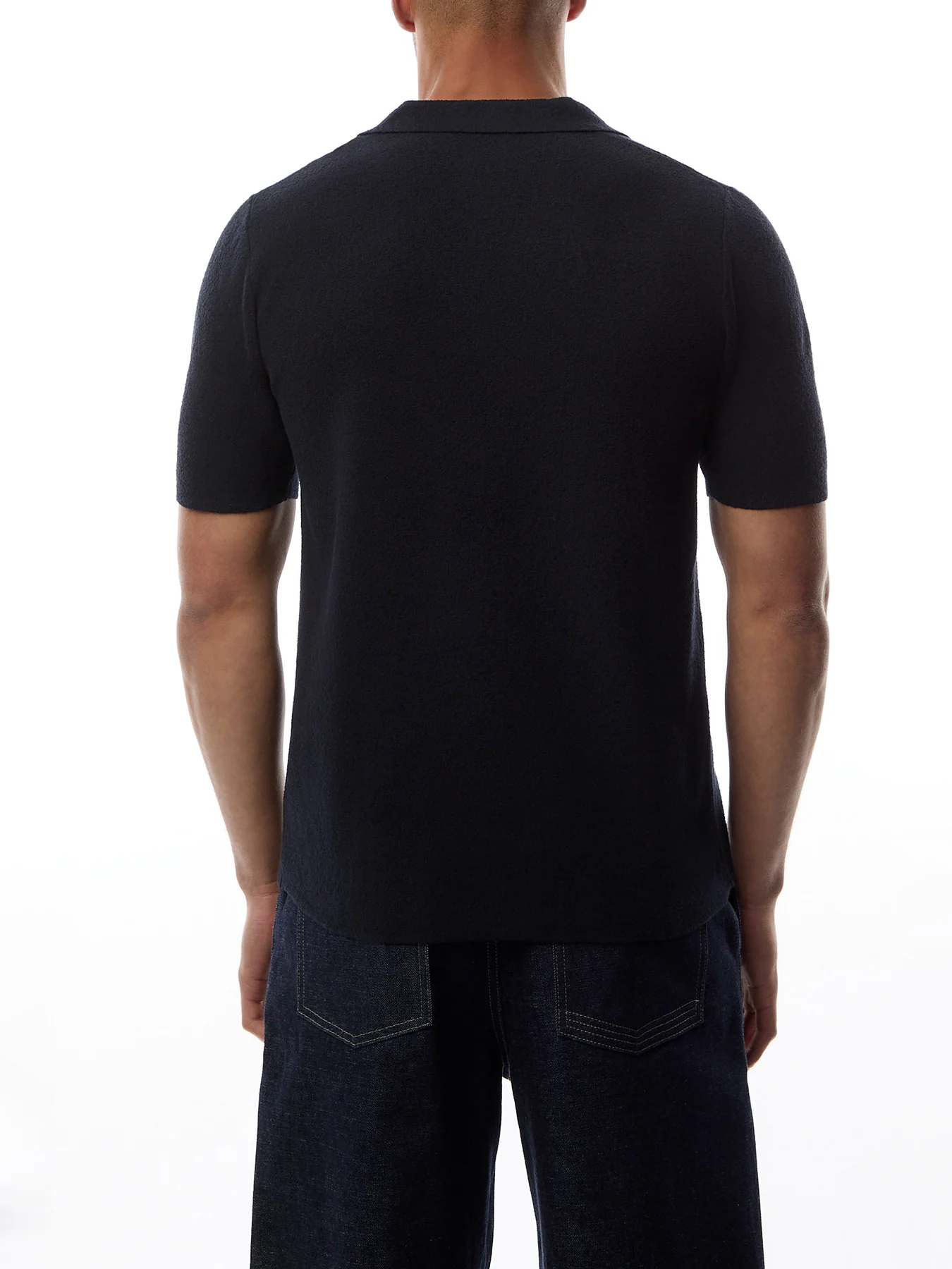Revere Collar Knitted Short Sleeves Shirt - Image 5
