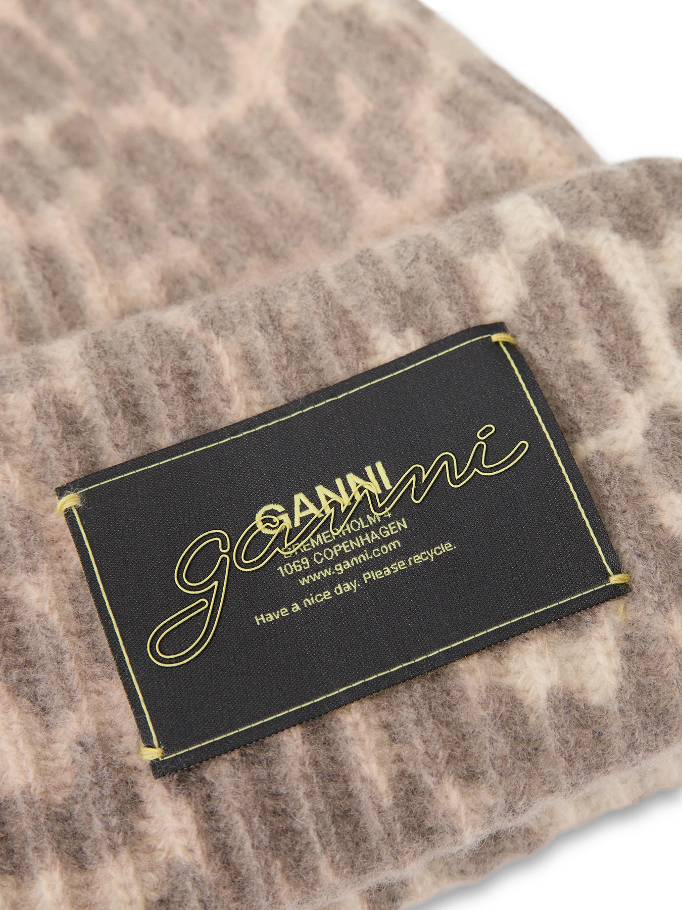 Graphic Wool Mix Printed Leopard Beanie - Image 3