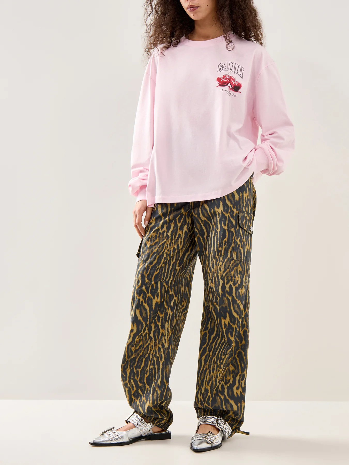Printed Stretch Cargo Trousers Multi - Image 2