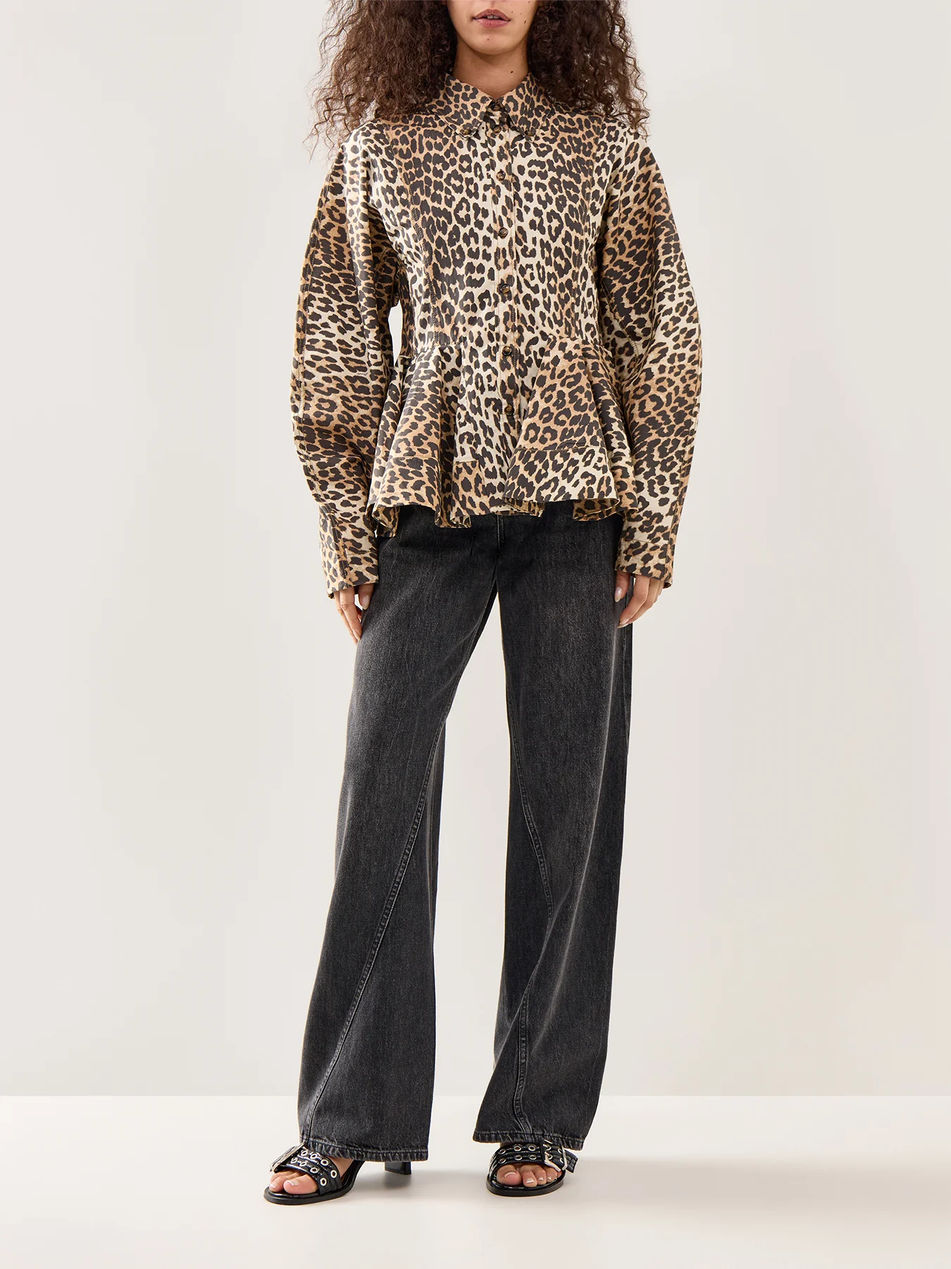 Printed Cotton Peplum Shirt Multi - Image 2