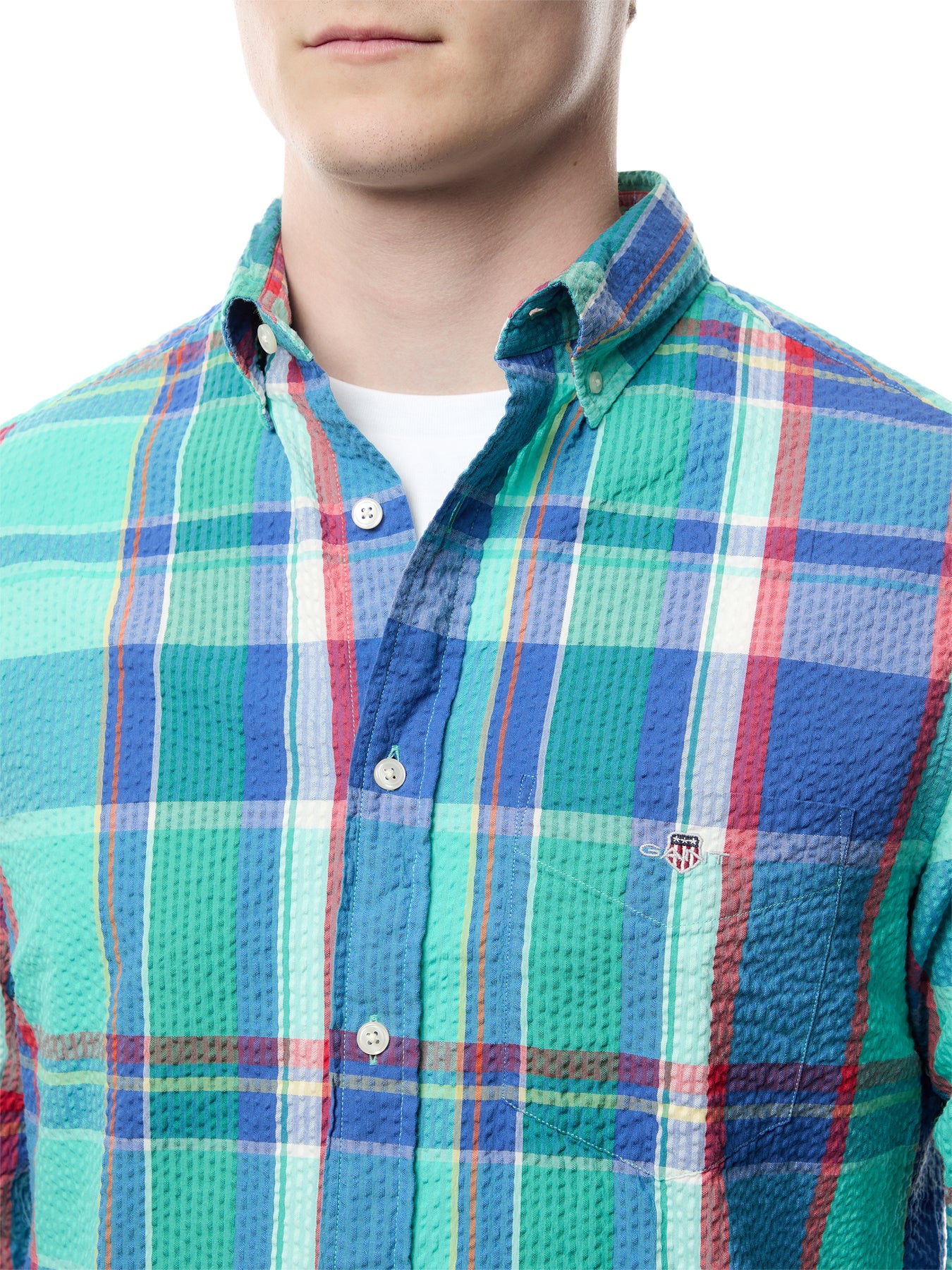 Regular Fit Seersucker Madras Shirt - Image 3