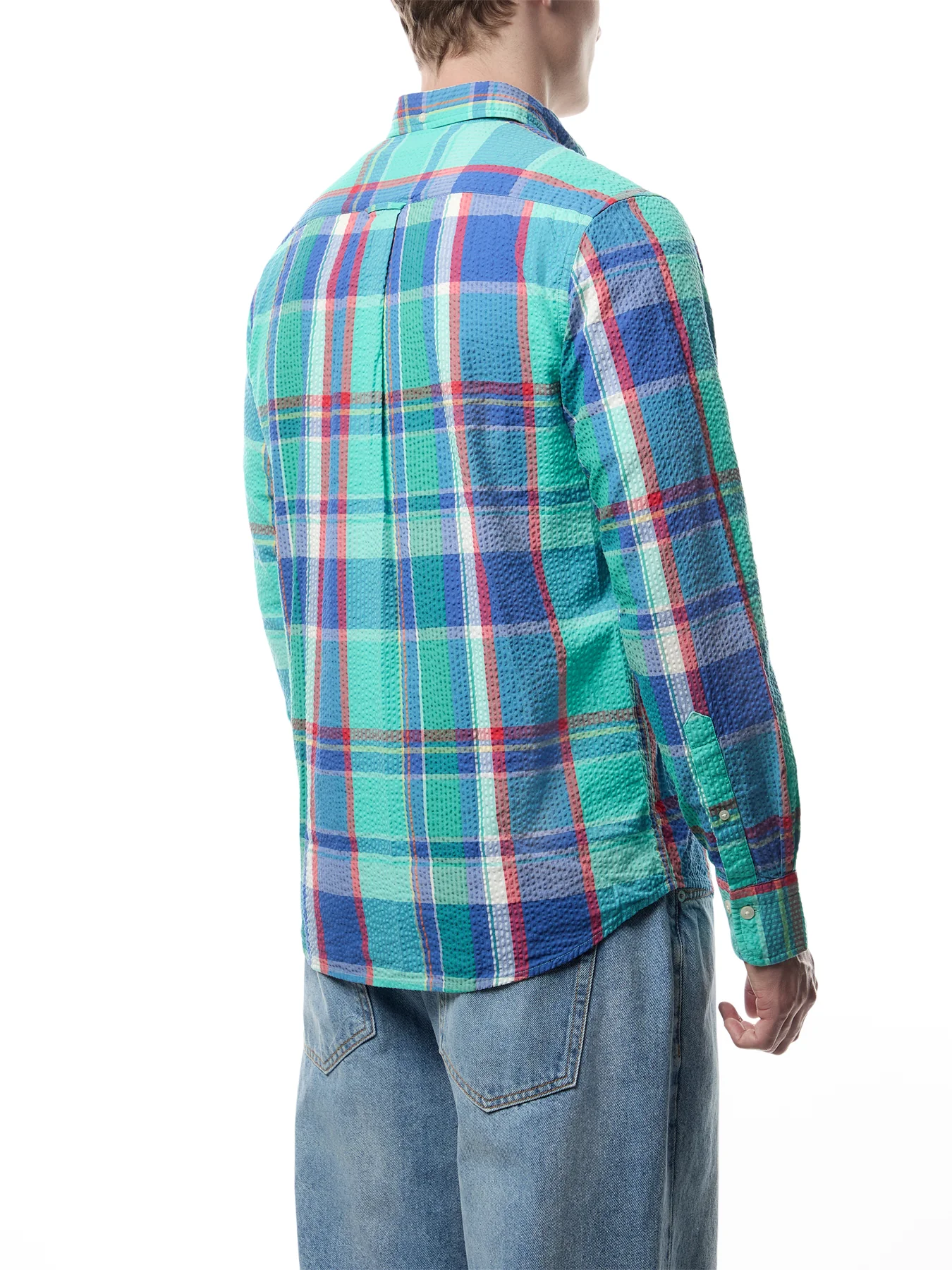 Regular Fit Seersucker Madras Shirt - Image 5