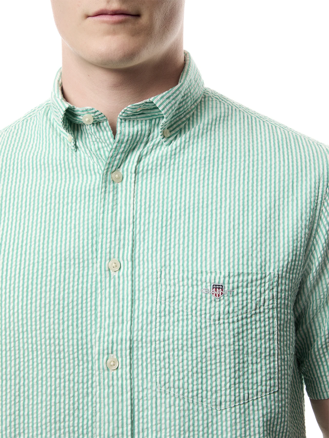 Regular Fit Striped Seersucker Short Sleeve Shirt - Image 3