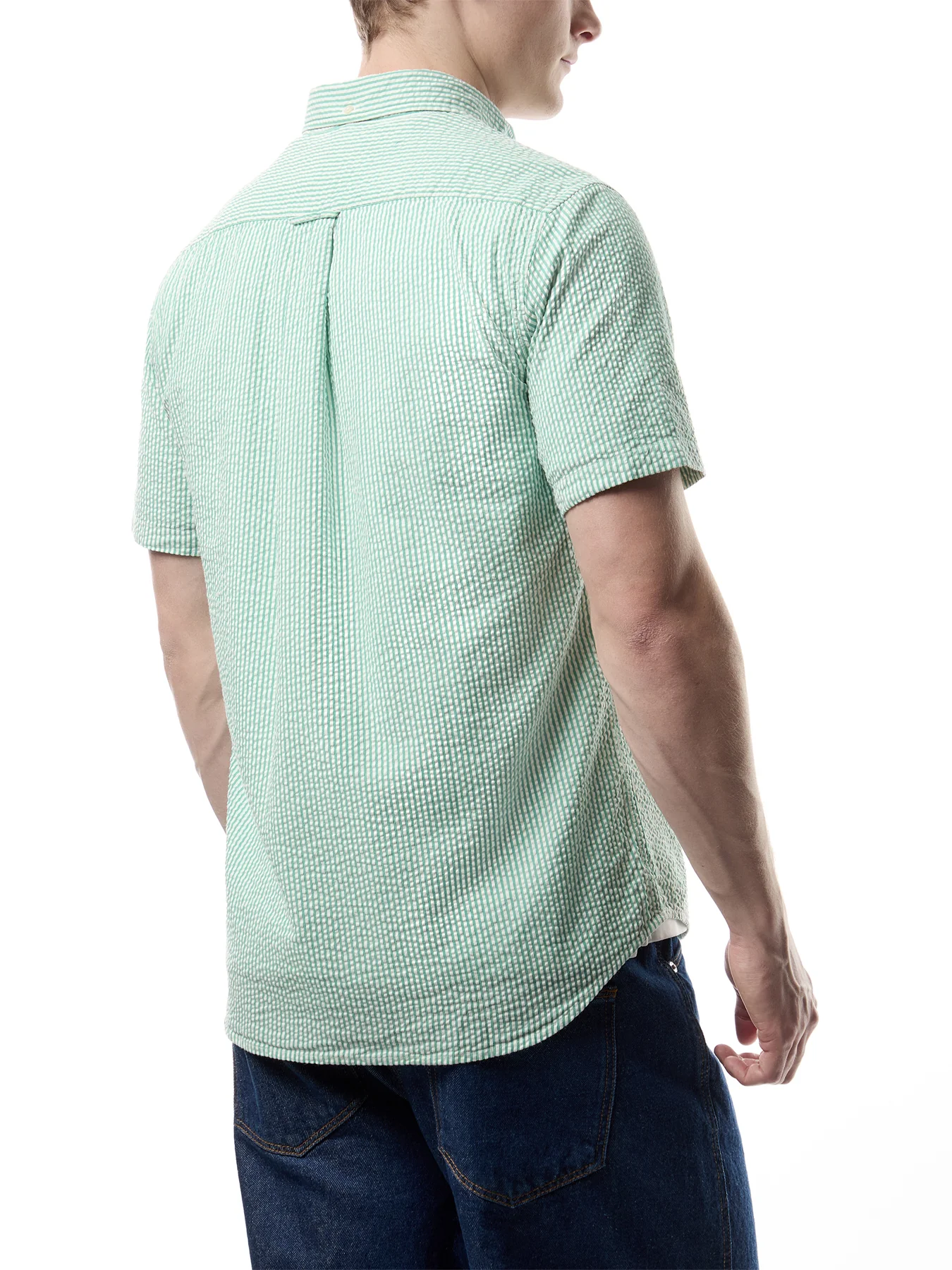 Regular Fit Striped Seersucker Short Sleeve Shirt - Image 5