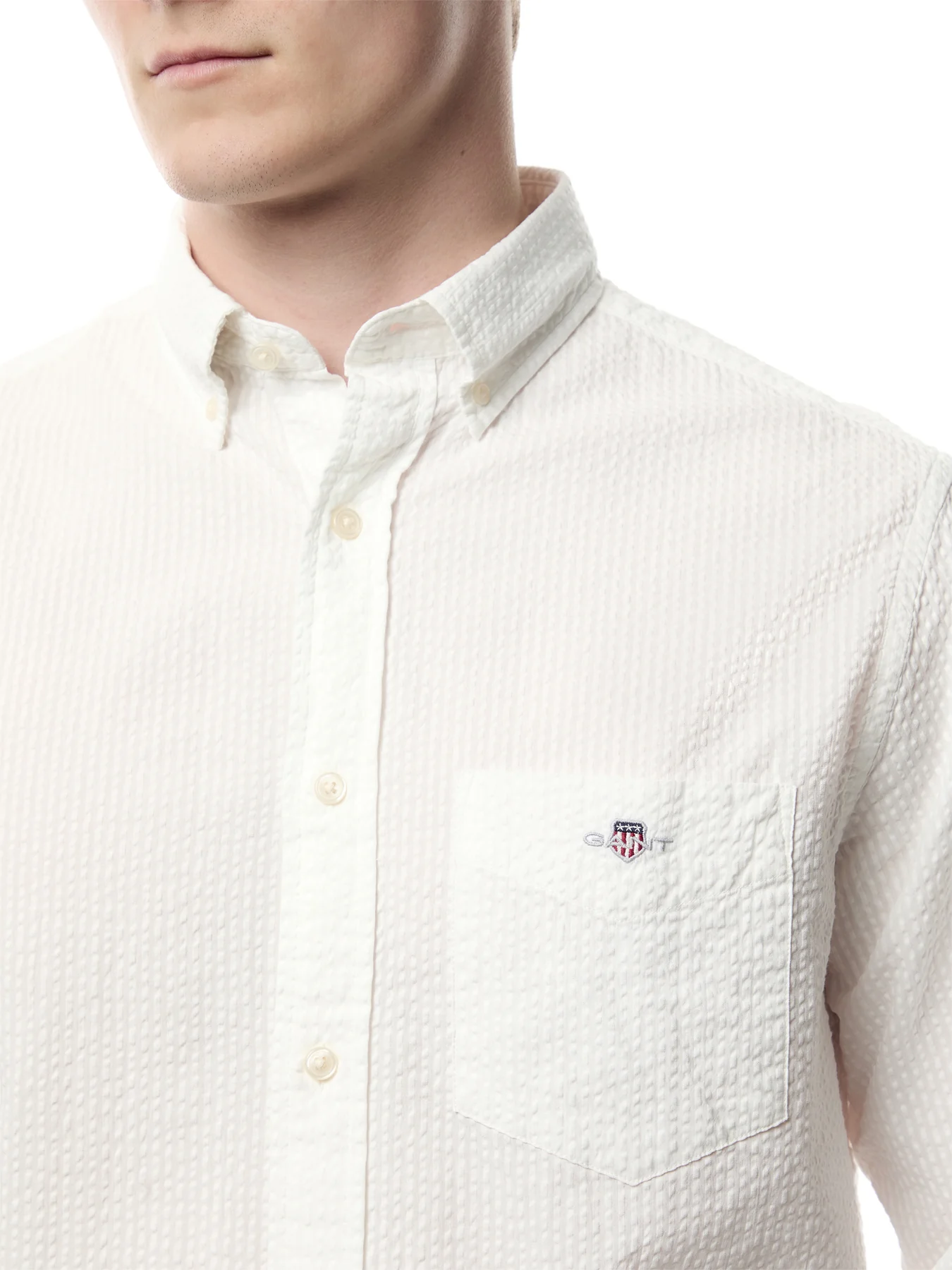 Regular Solid Seersucker Shirt - Image 3