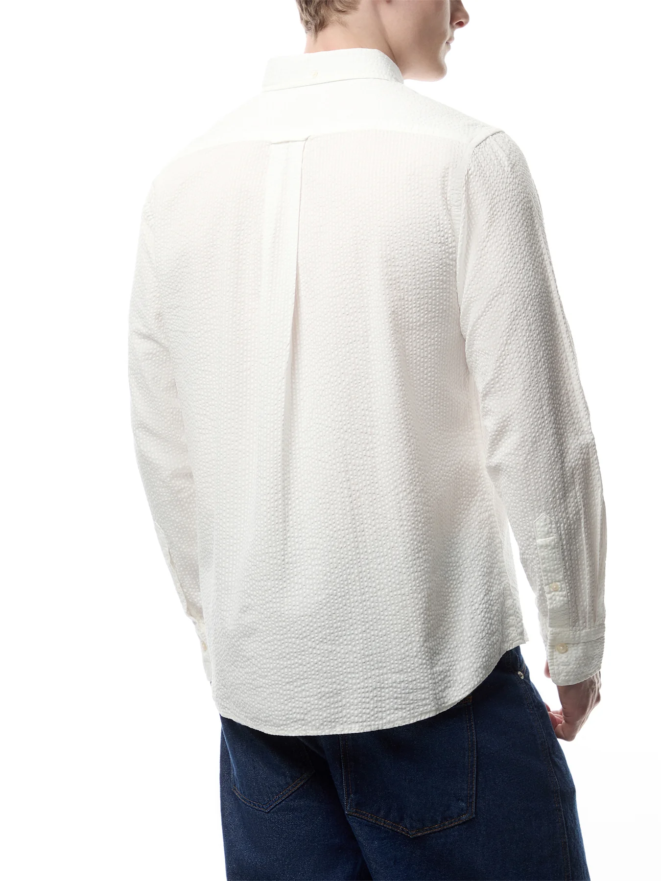 Regular Solid Seersucker Shirt - Image 5